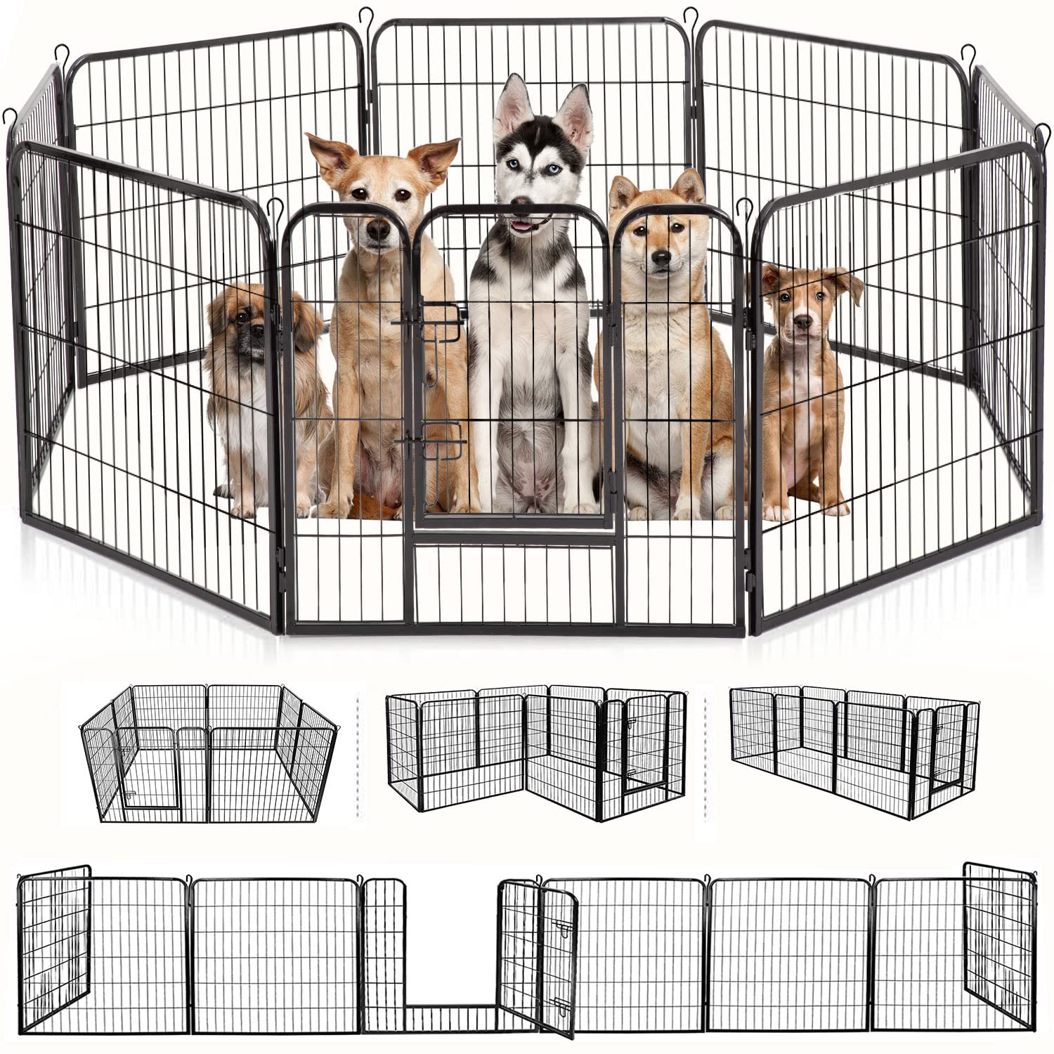 BestPet | Dog Playpen | 32 Inch, 8 Panels | Heavy Duty Metal Pet Exercise Pen | Indoor Outdoor Fence Panels | Rust-Resistant, Re