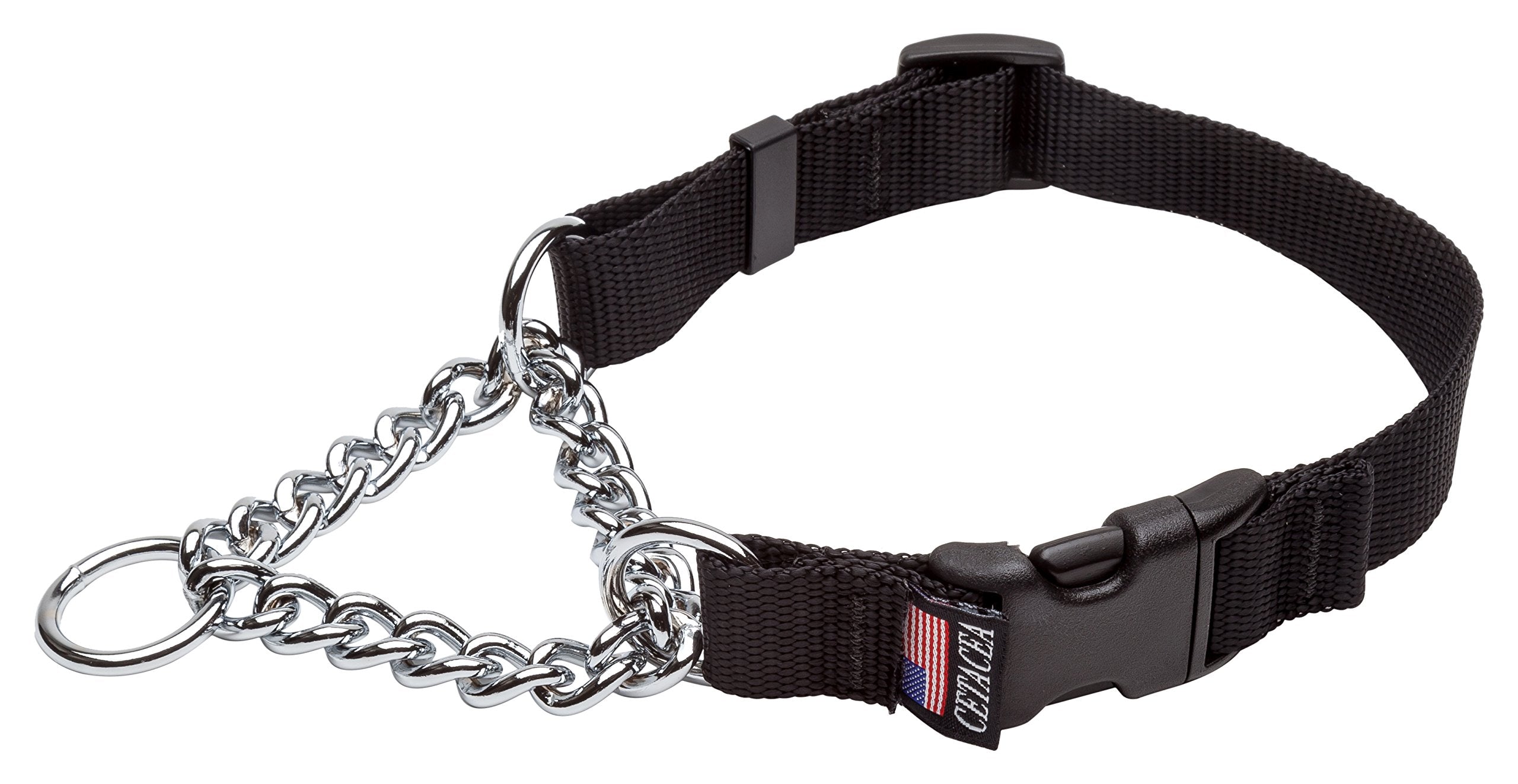 Cetacea Chain Martingale Dog/Pet Collar With Quick Release, X-Large, Black
