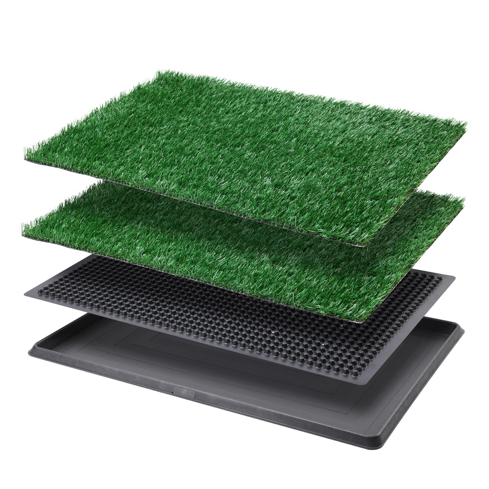 Loobani Dog Grass Pad With Tray - Dog Litter Box - Indoor Potty For Apartment And Patio Training - With 2 Packs Grass Pee Pads F