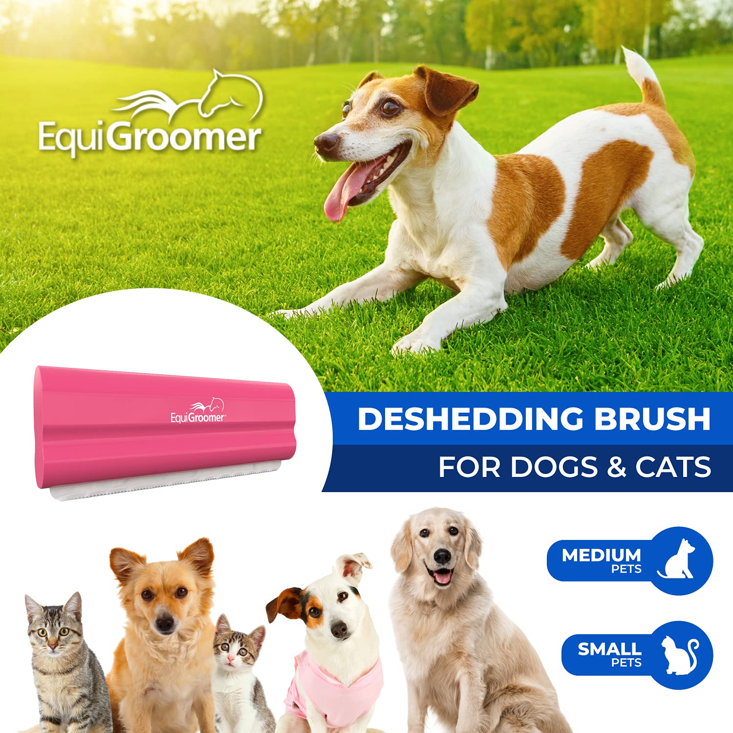 Equigroomer Deshedding Brush For Dogs And Cats  Undercoat Deshedding Tool For Large And Small Pets  Comb Removes Loose Dirt, Hai