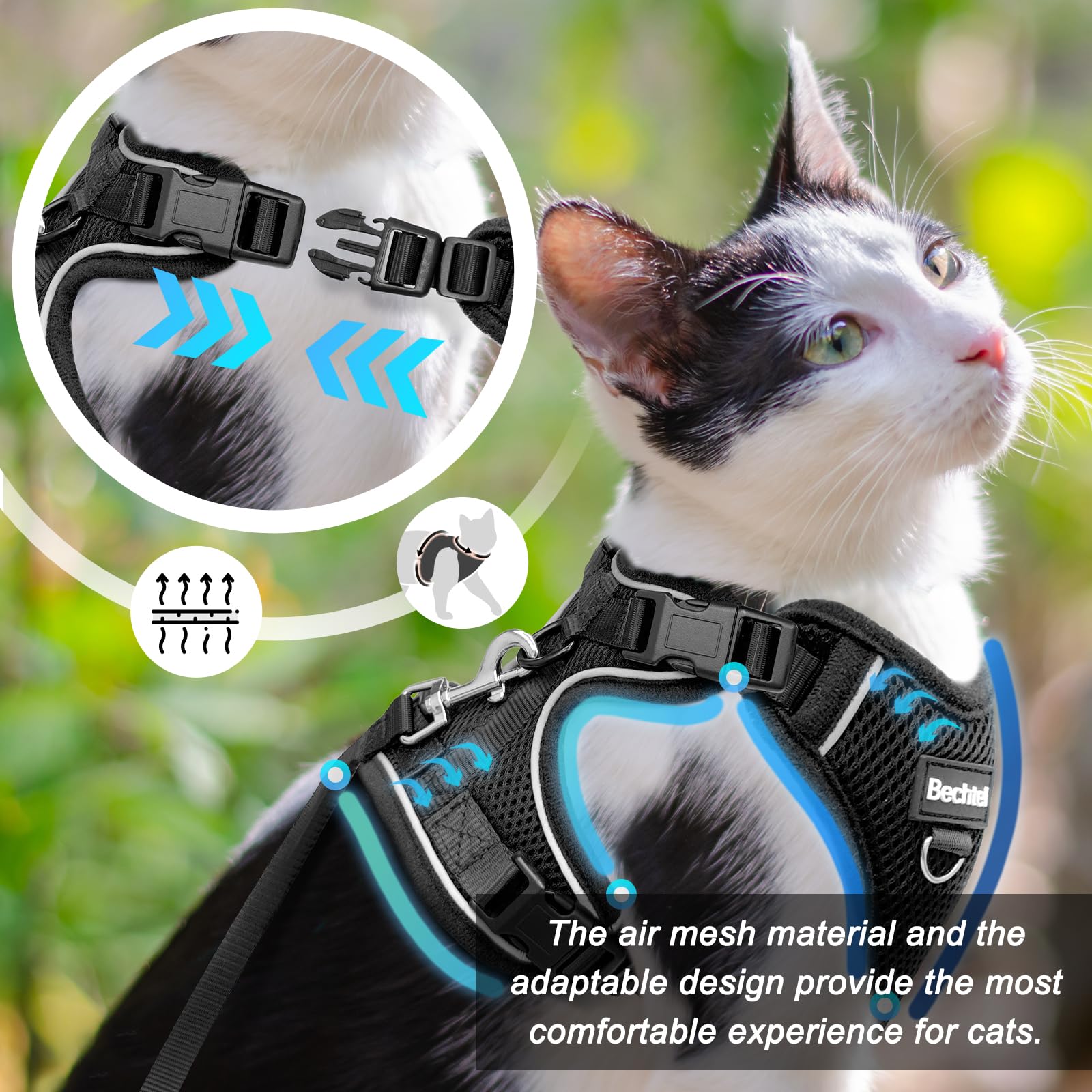 Cat Harness, Cat Harness And Leash For Walking, Adjusted In Four Directions And Breathable Cat Harness For Anti Escape That Can