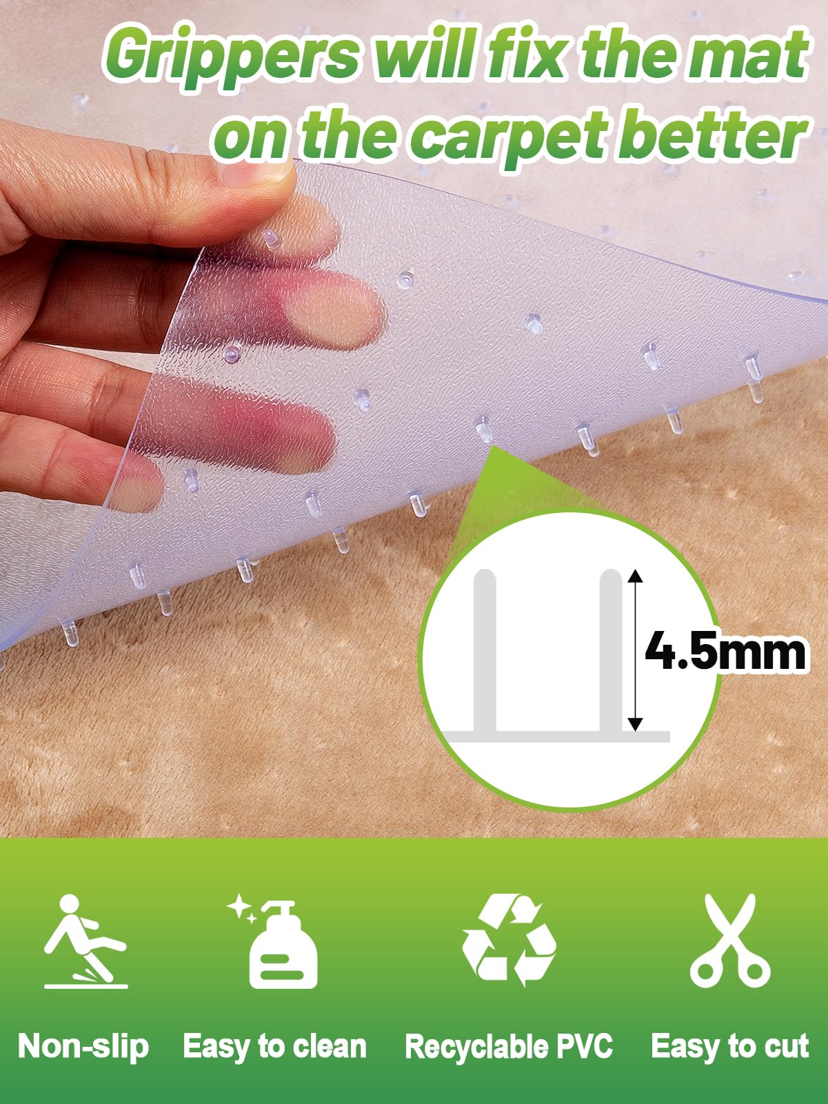 9.18Ft(L) Carpet Protector For Pets - Anti-Slip Cat Carpet Protector, Scratch Resistant Pets Scratch Stopper, Easy To Cut Floor