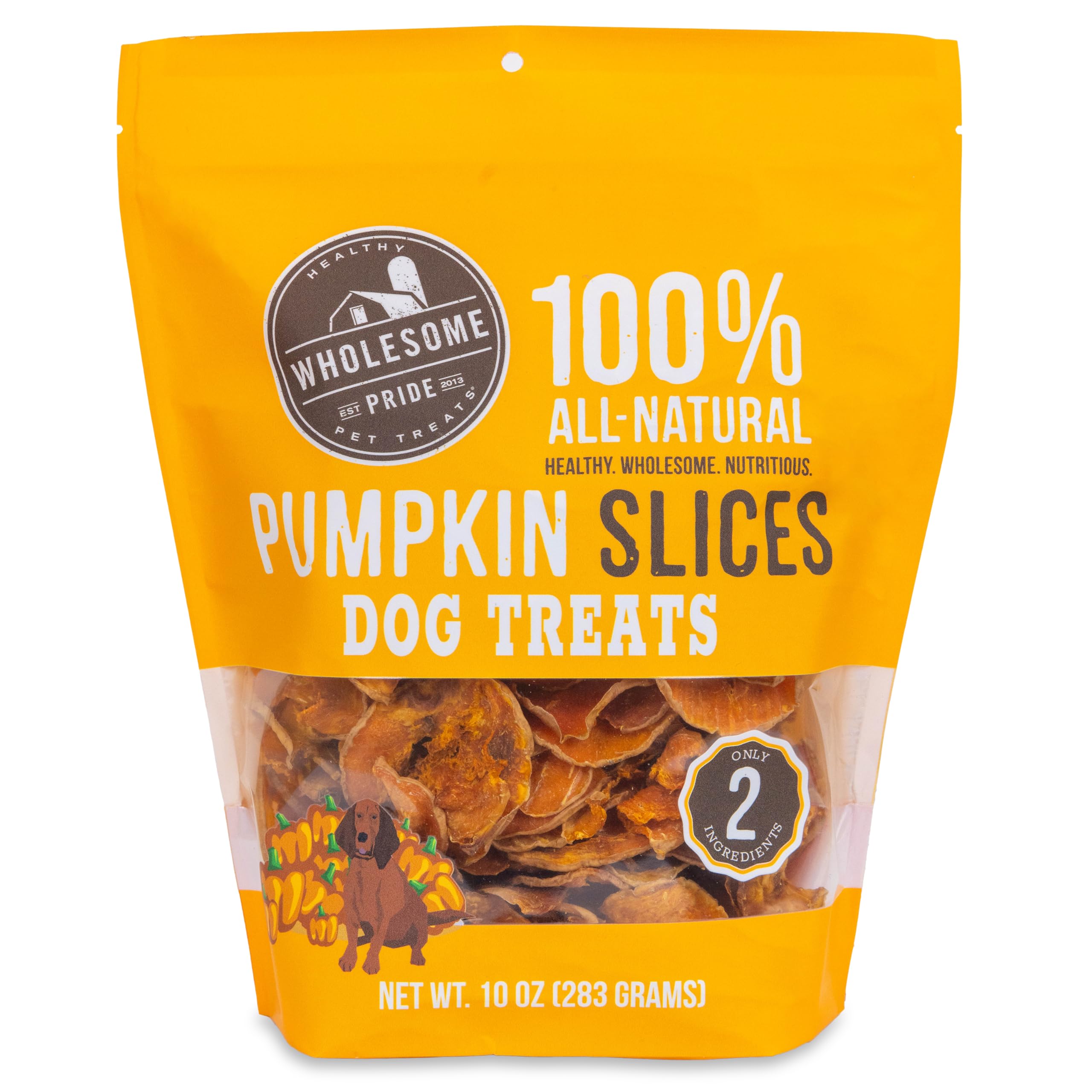 Wholesome Pride Pumpkin Slices 100% All-Natural Limited Ingredient Dehydrated Dog Treats, 10 oz