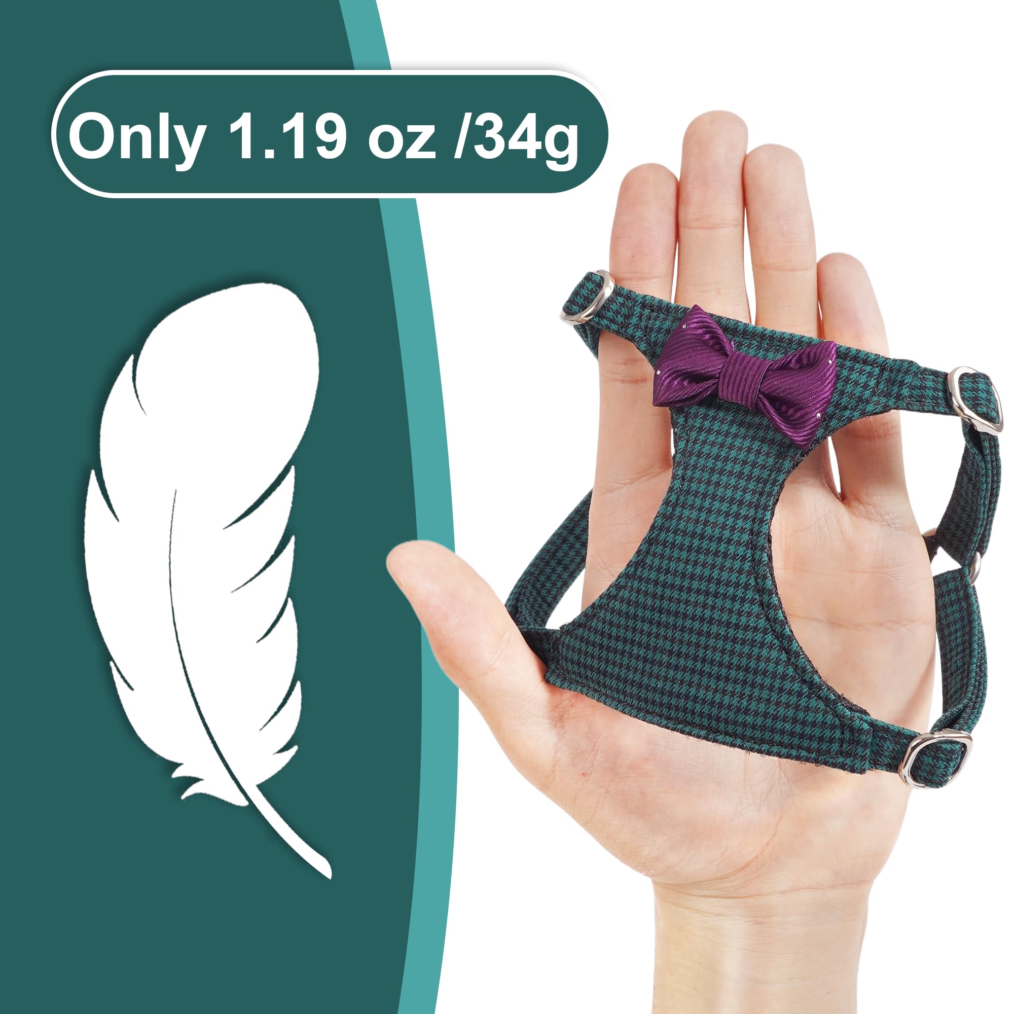 puppytie No Pull Dog Harness with Leash, Soft Faux Suede, XXS (2.2-6lb), Glossy Dark Green, Model A033