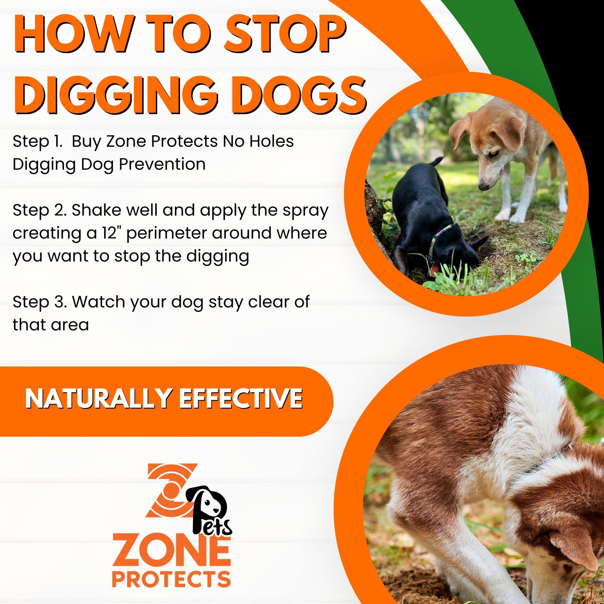 Zone Protects No Holes Digging Dog Prevention; Stop Dogs from Digging; Natural Repellent Oils; Long Lasting; 32oz Spray Covers 5
