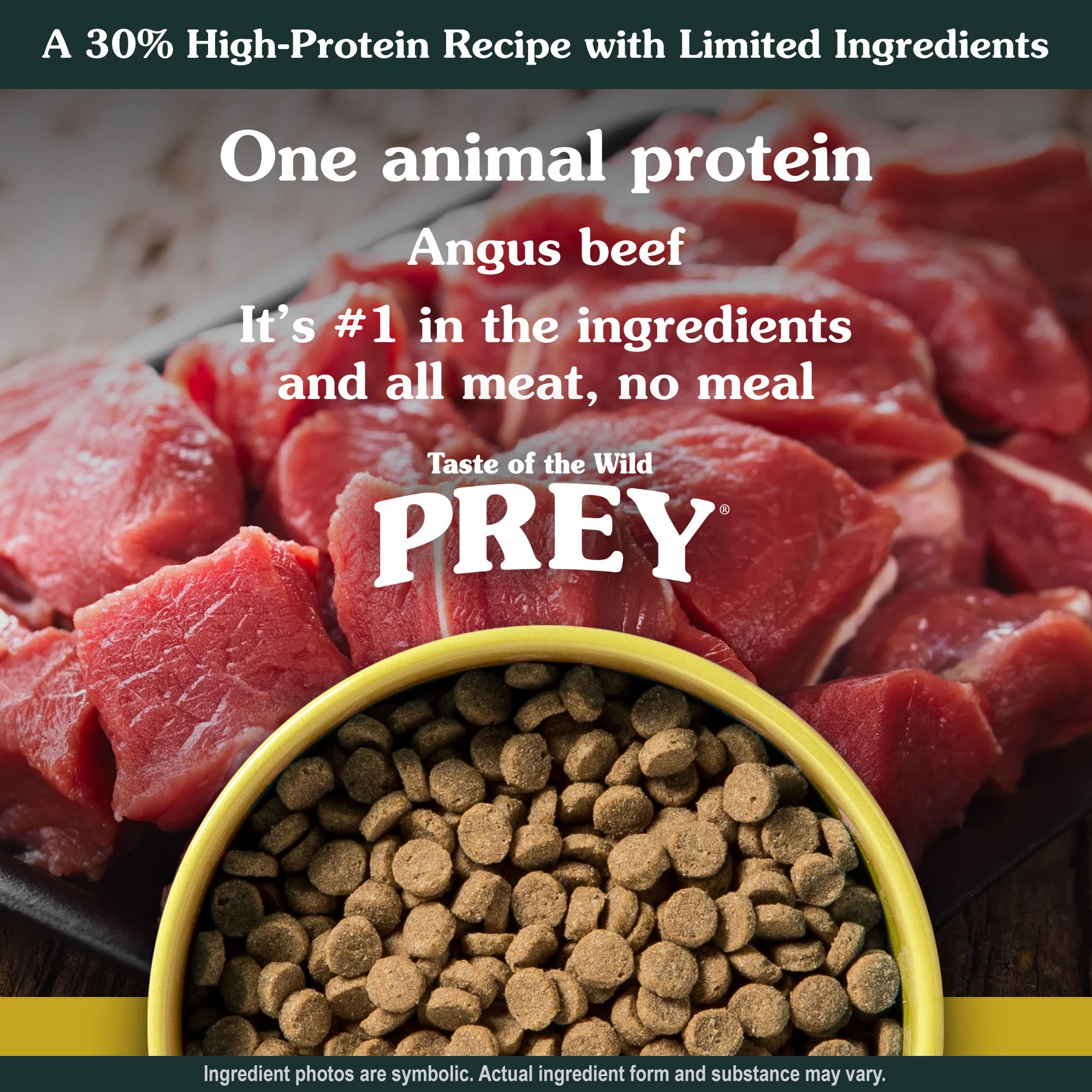 Taste of the Wild PREY Real Meat High Protein Angus Beef Limited Ingredient Dry Cat Food Grain-Free Recipe Made with Real Pastur