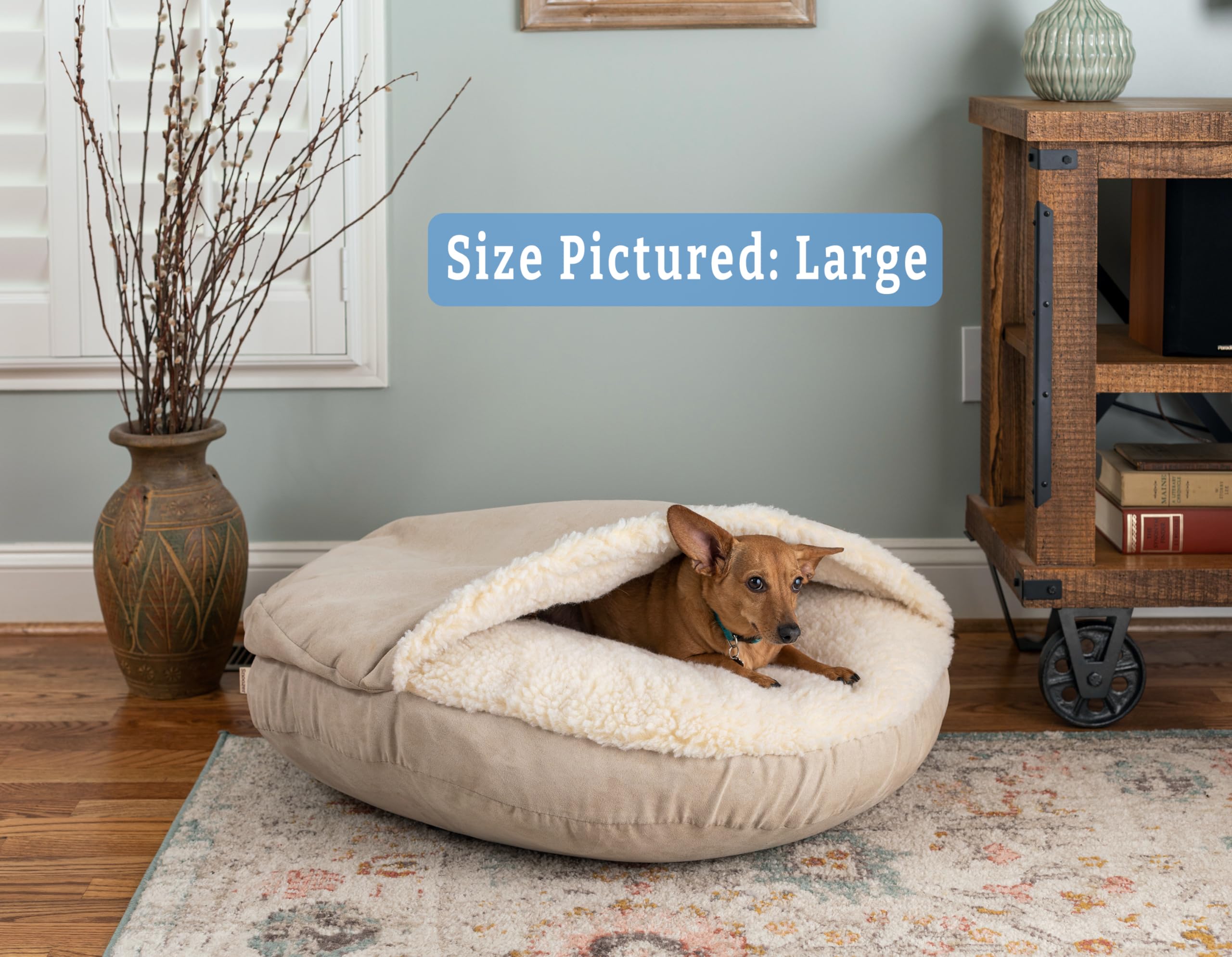 Snoozer Luxury Microsuede Cozy Cave Pet Bed, Extra Large, Buckskin