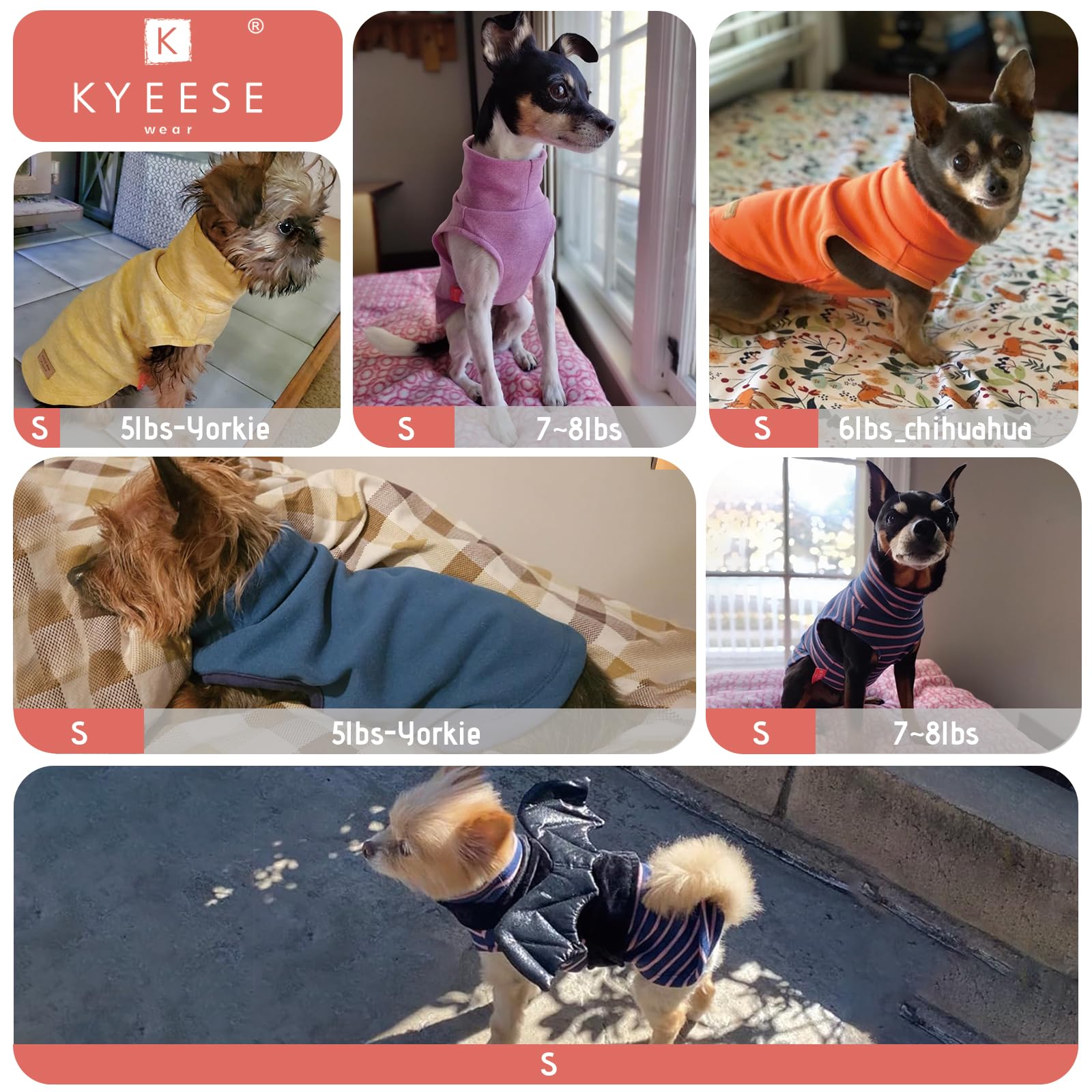 Kyeese 2Pack Dog Sweater Stretchy Dog Clothes Dog Sweaters For Small Dogs Male Soft Dachshund Clothes Warm Dog Coats Turtleneck Small Dog Sweaters Pullover Dog Sweatshirt