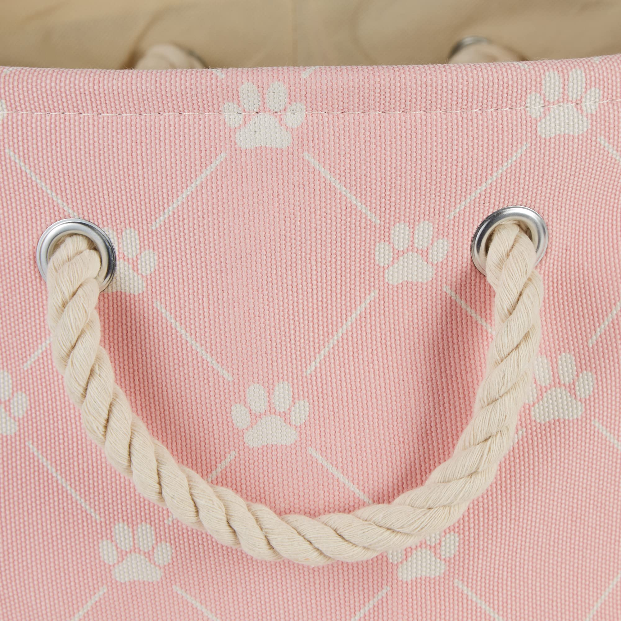 DII Polyester Pet Bin Trellis Paw Pink Rectangle Small