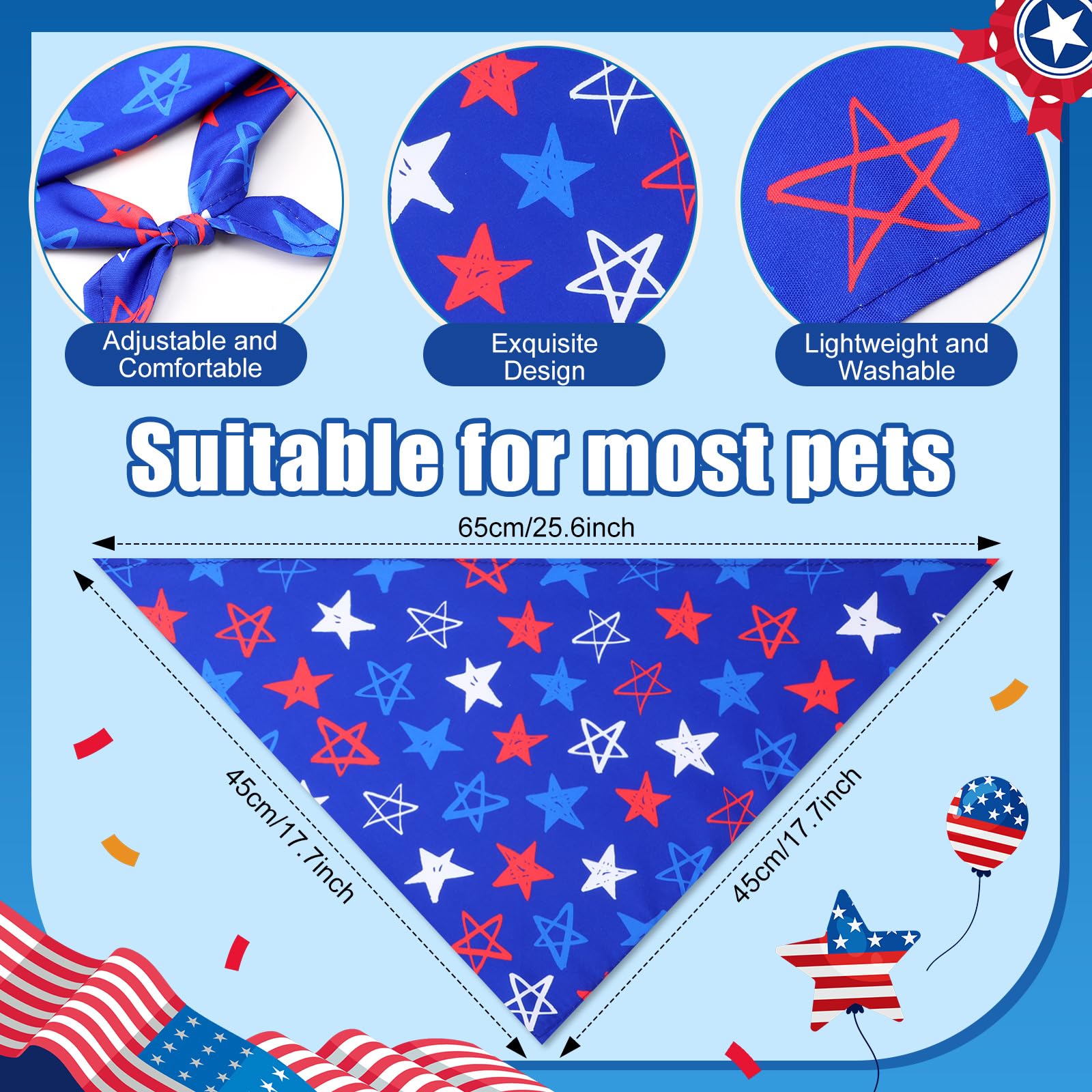 Weewooday 12 Pcs Patriotic Dog Bandanas Veterans Day Red White Blue Star Bandanas for Dogs Triangle Kerchief Bibs Scarf for Pets