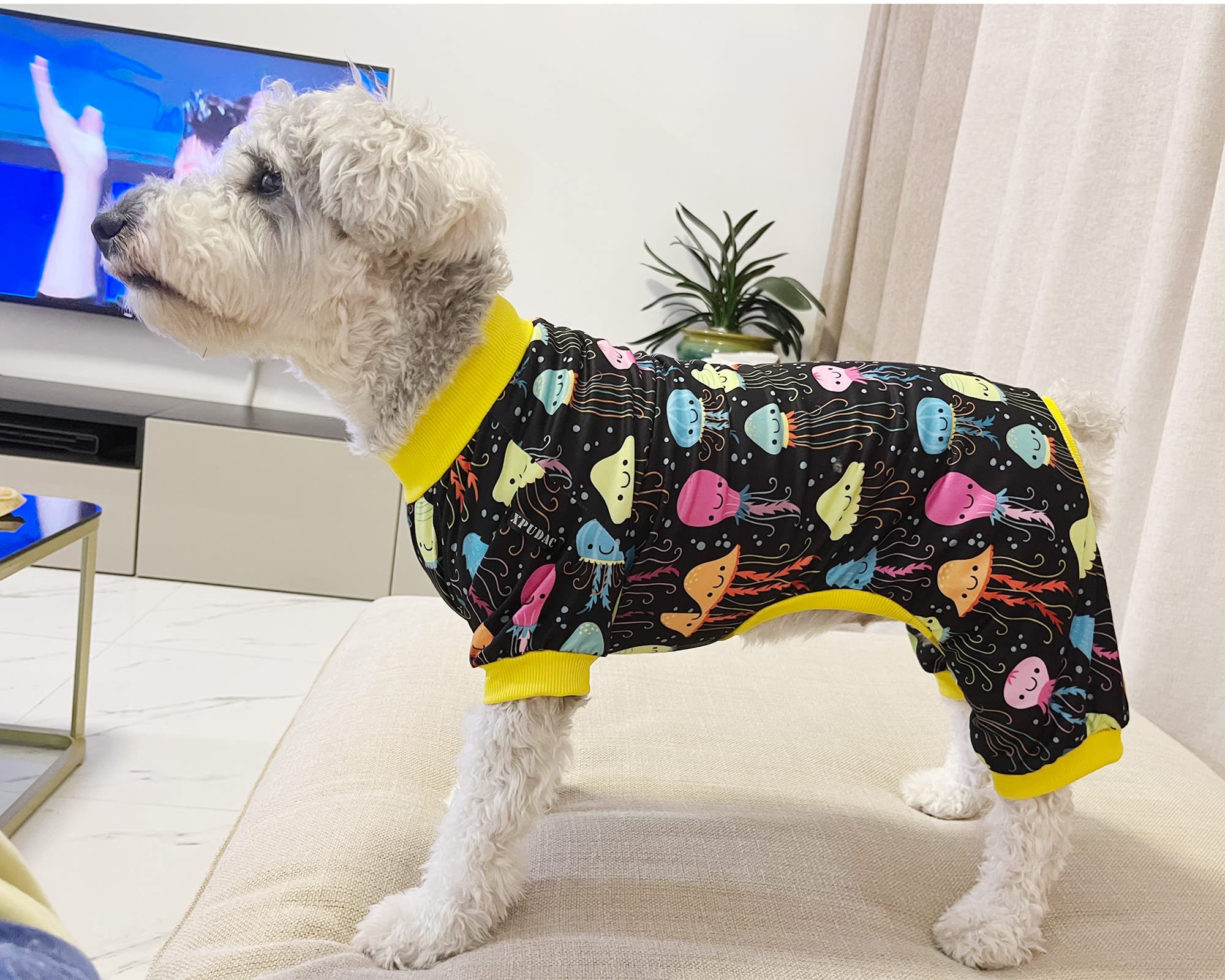 Xpudac Dog Pajamas Clothes For Small Dogs Boy Girl, Dog Pjs Puppy Onesies Outfits Pet Clothes For Dog Cat Christmas Pajamas, 4 Styles(Animal, Small)