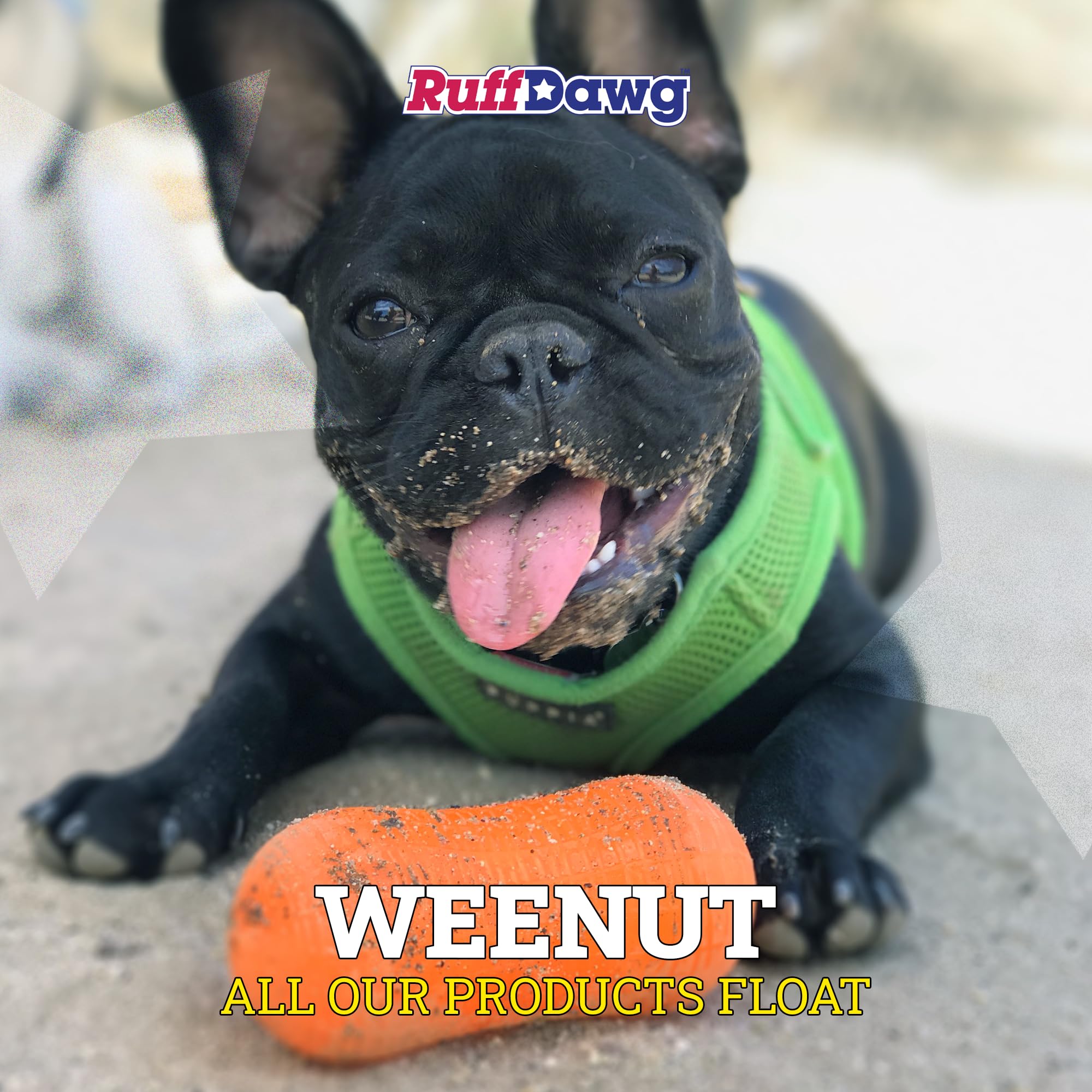 Ruff Dawg Wee-Nut Crunch Rubber Dog Toy Assorted Neon Colors