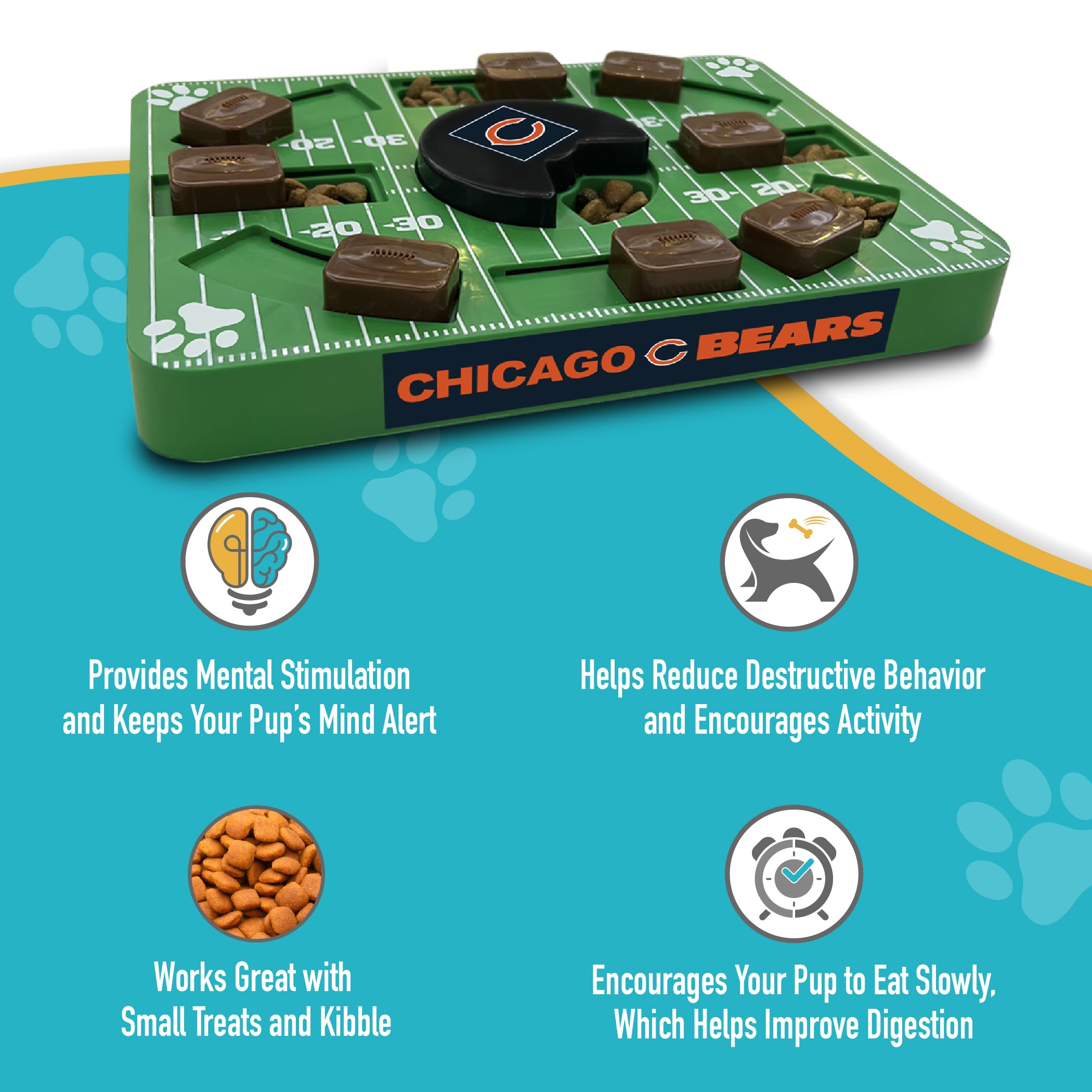 Pets First Nfl Chicago Bears Puzzle Toy, Puzzle Treat Dog Toy, Interactive Dog Treat Toy, Dog Puzzle