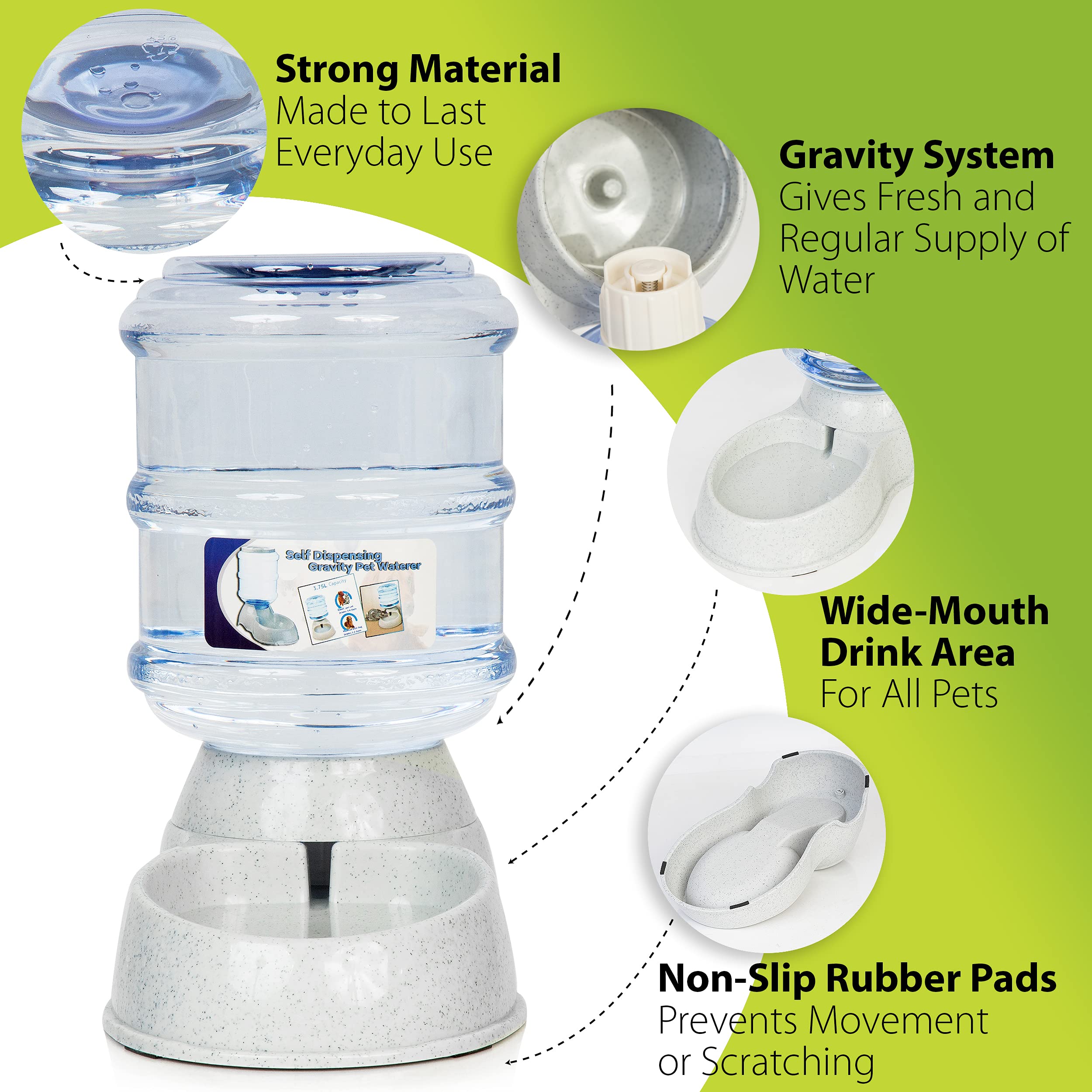 Zone Tech Self-Dispensing Pet Waterer - Premium Quality Durable Self-Dispensing Gravity 3.7 Liters Pet Waterer (Self-Dispensing