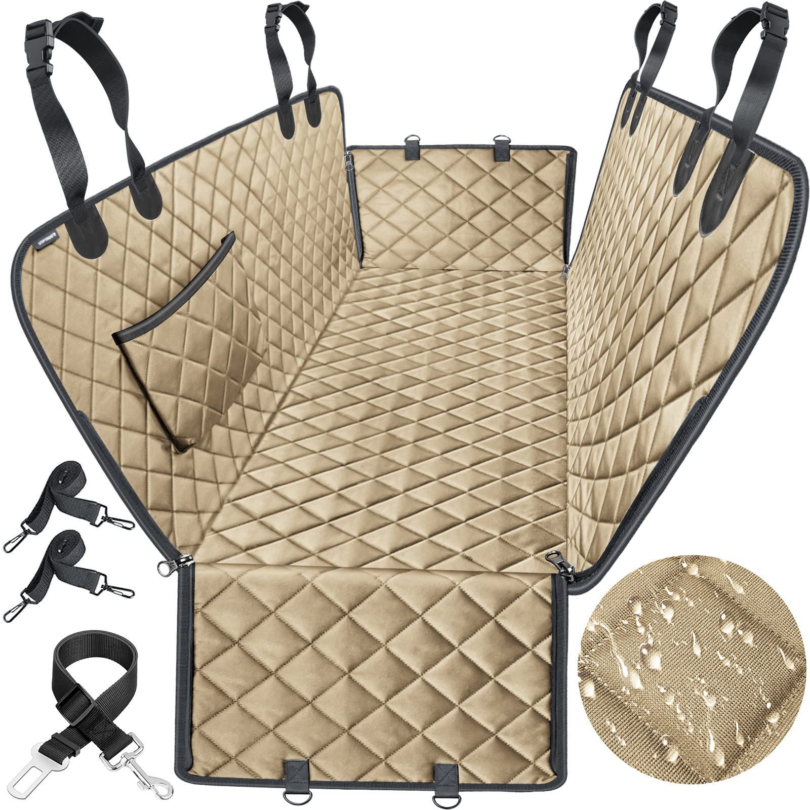 Urpower Dog Car Seat Cover For Back Seat Waterproof Seat Cover Hammock 600D Heavy Duty Scratch Proof Nonslip Durable Soft Backse