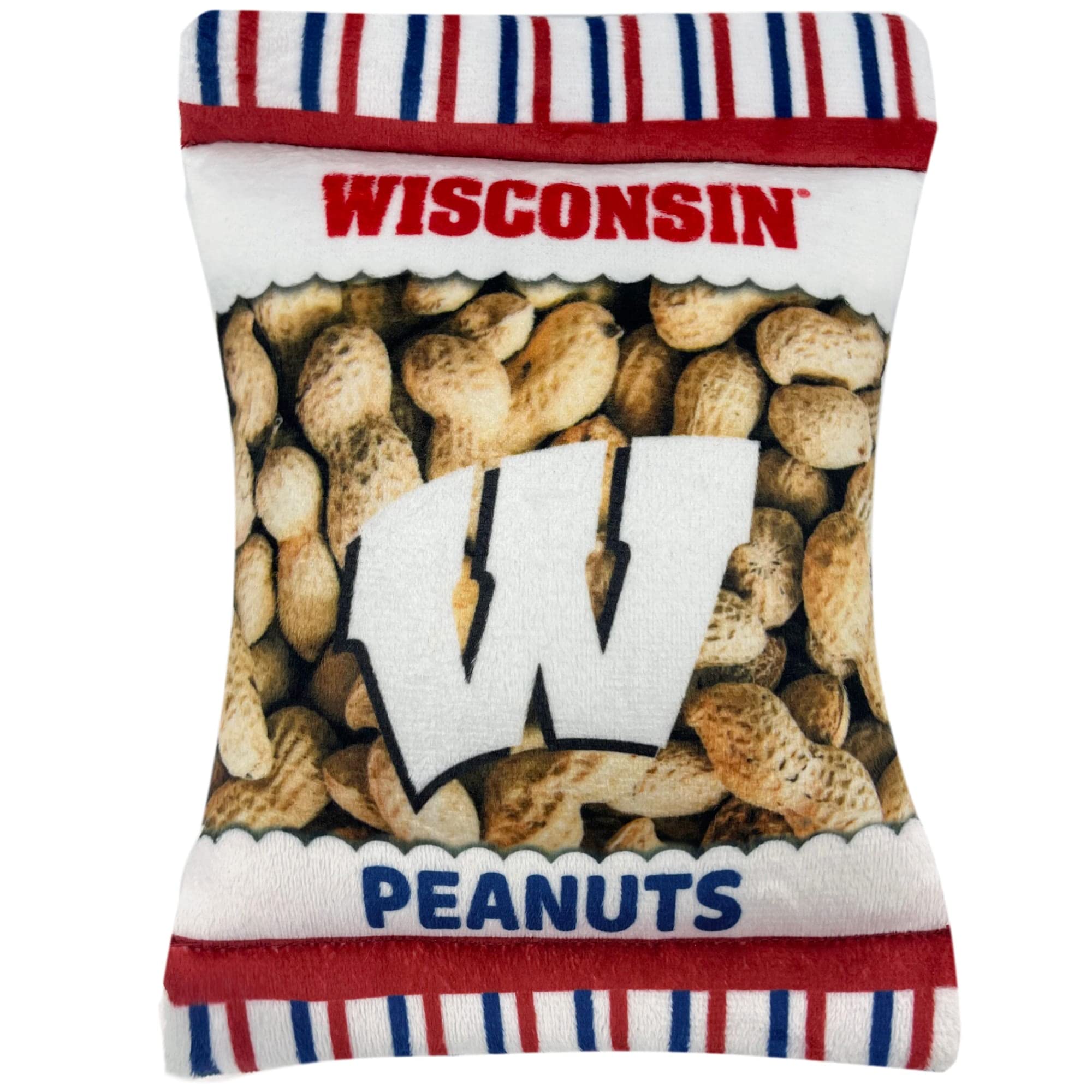 Pets First Ncaa Wisconsin Badgers Crinkle Fine Plush Dog & Cat Squeak Toy- Cutest Stadium Peanuts Snack Toy For Dogs & Cats With