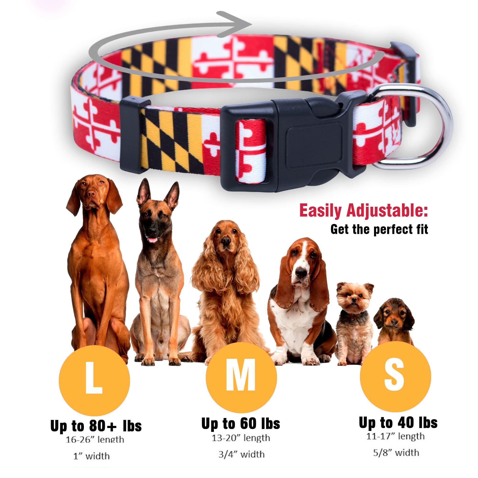 Native Pup Maryland Flag Dog Collar (Maryland, Large)