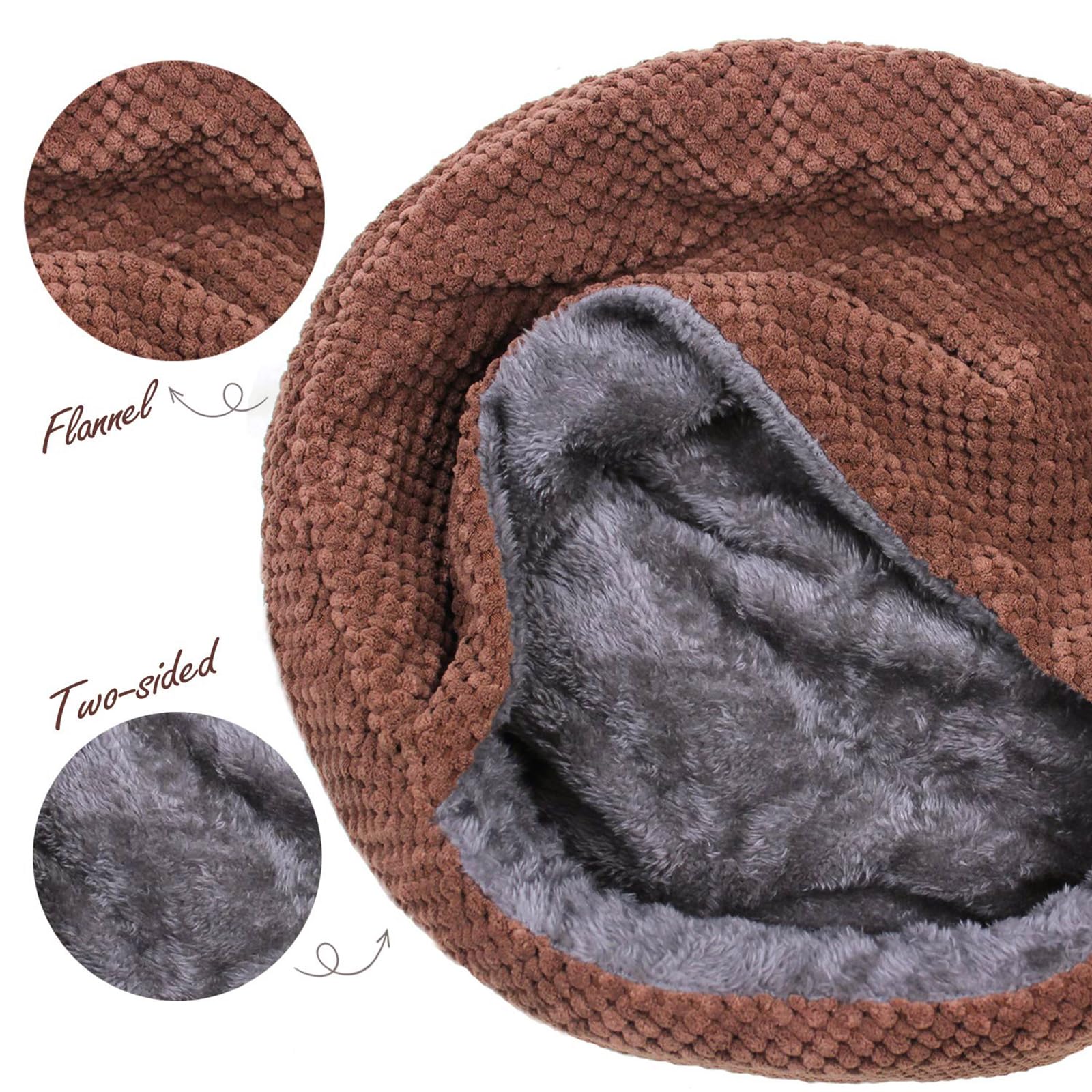 Winsterch Large Cat Cave - Soft, Enclosed & Washable For Indoor/Outdoor Cats & Kittens, Anti-Slip Bottom, Calming, Covered Bed (
