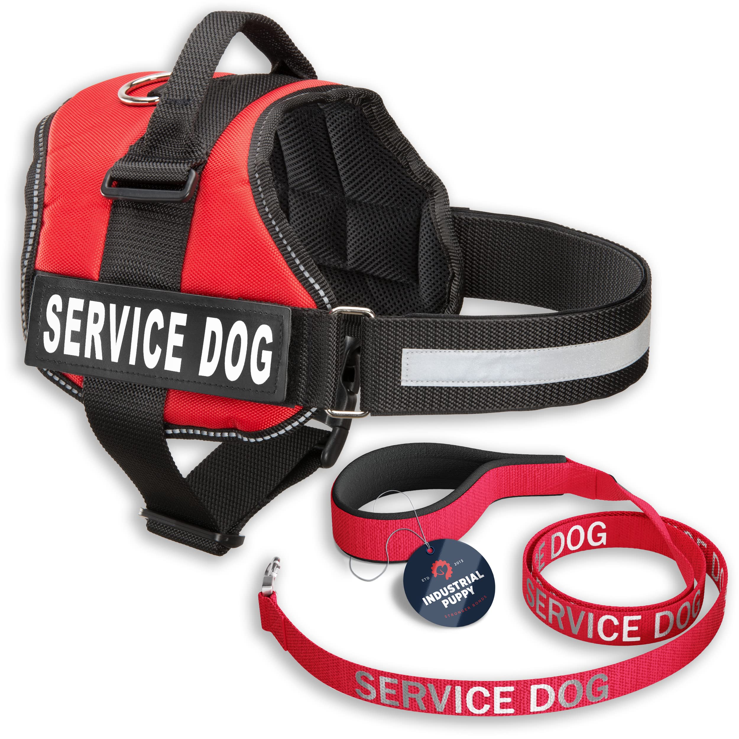 Service Dog Vest with Hook and Loop Straps & Matching Leash Set - Harnesses from XXS to XXL - Service Dog Harness Features Refle