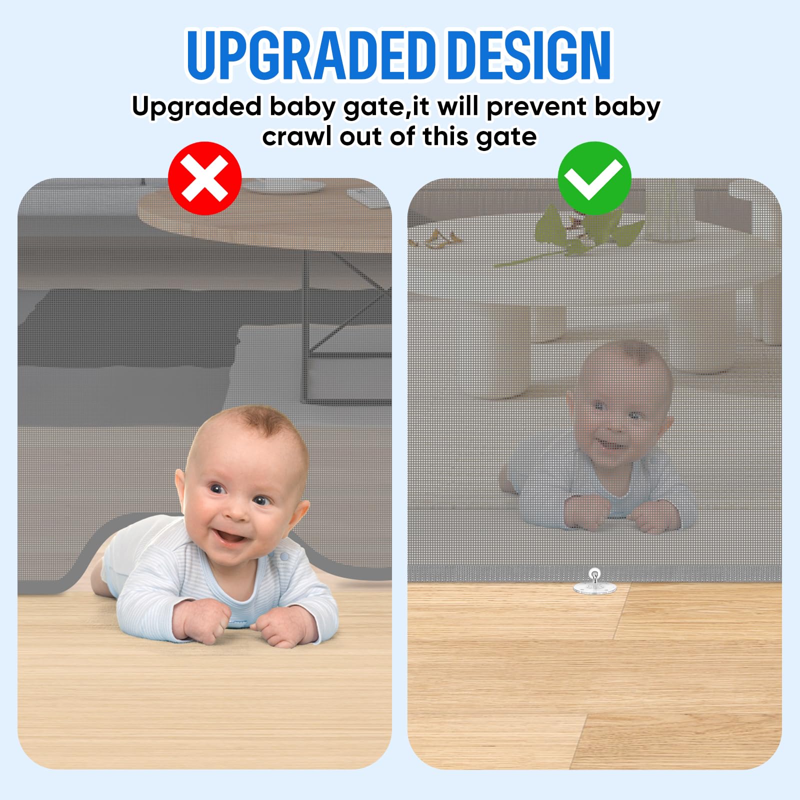 Retractable Baby Gate, Extra Wide Safety Kids Or Pets Gate, 33?Tall, Extends To 55?Wide, Mesh Safety Dog Gate For Stairs, Indoor, Outdoor, Doorways, Hallways, Easy To Wipe(Grey)