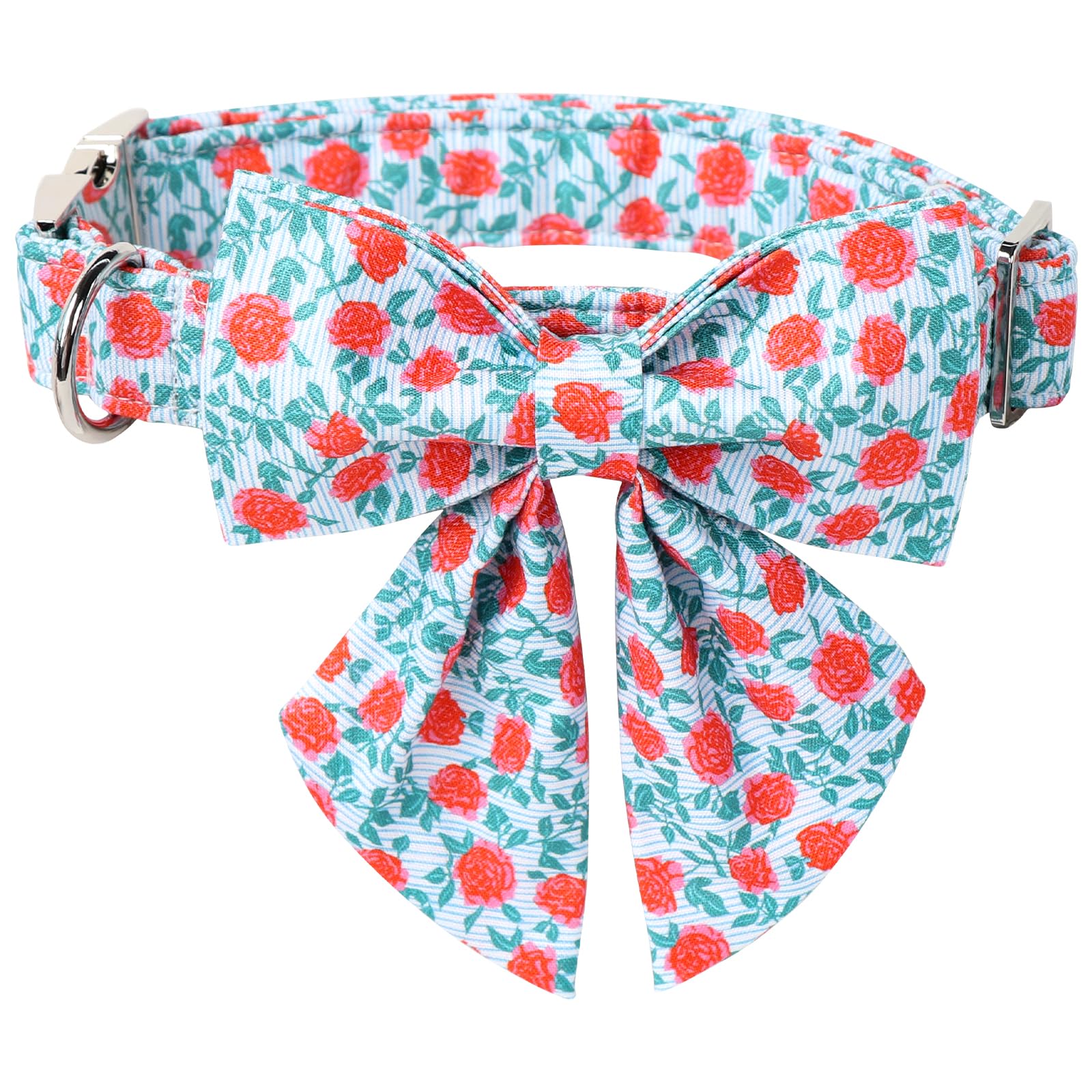 Lionet Paws Design Dogs Collar Cute Flower Sailor Bow Dog Collars For Girl Female Small Medium Dogs With Rose M