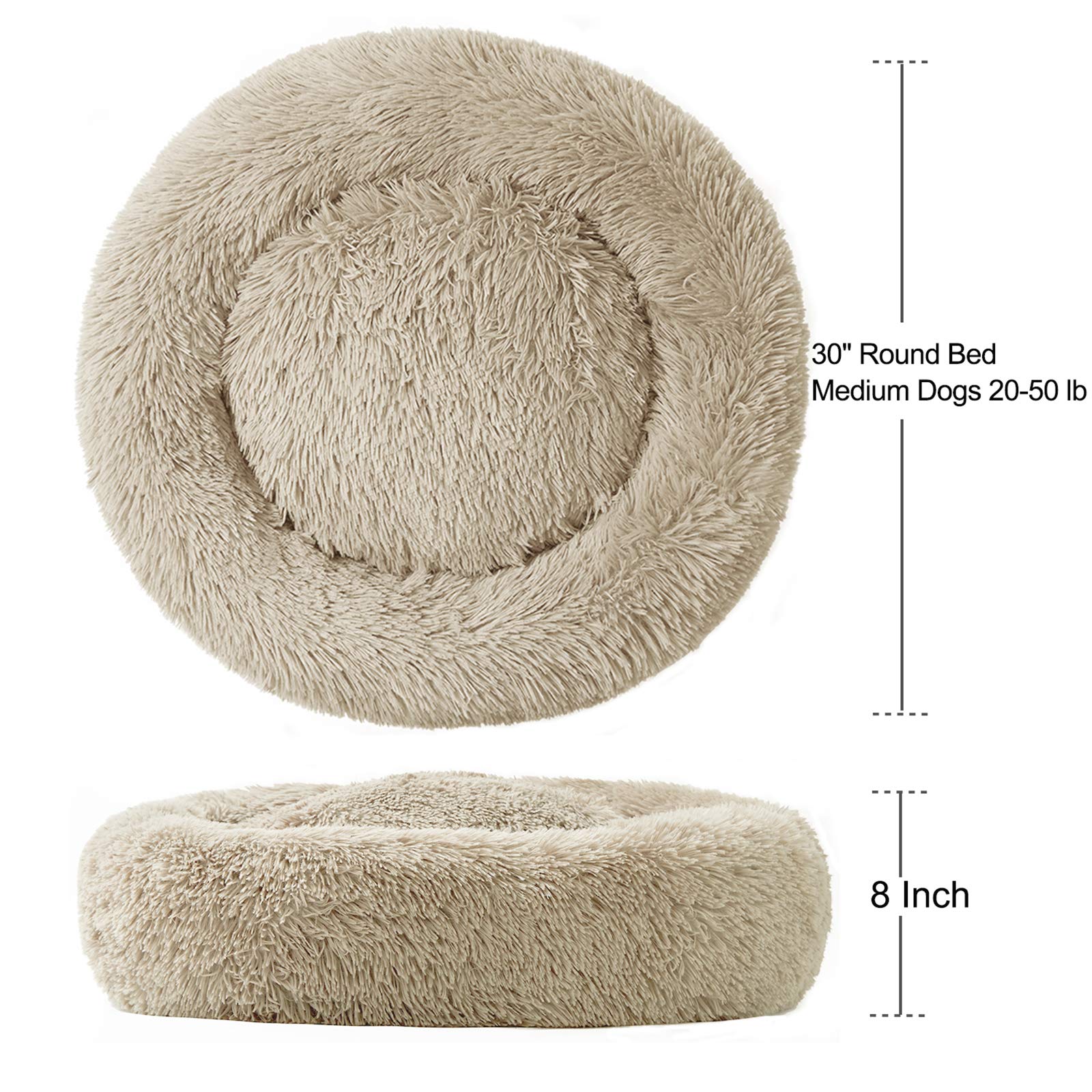 Washable Dog Round Bed Large Dogs, Donut Dog Bed Medium Dog, Comfy Dog Calming Cuddler Bed