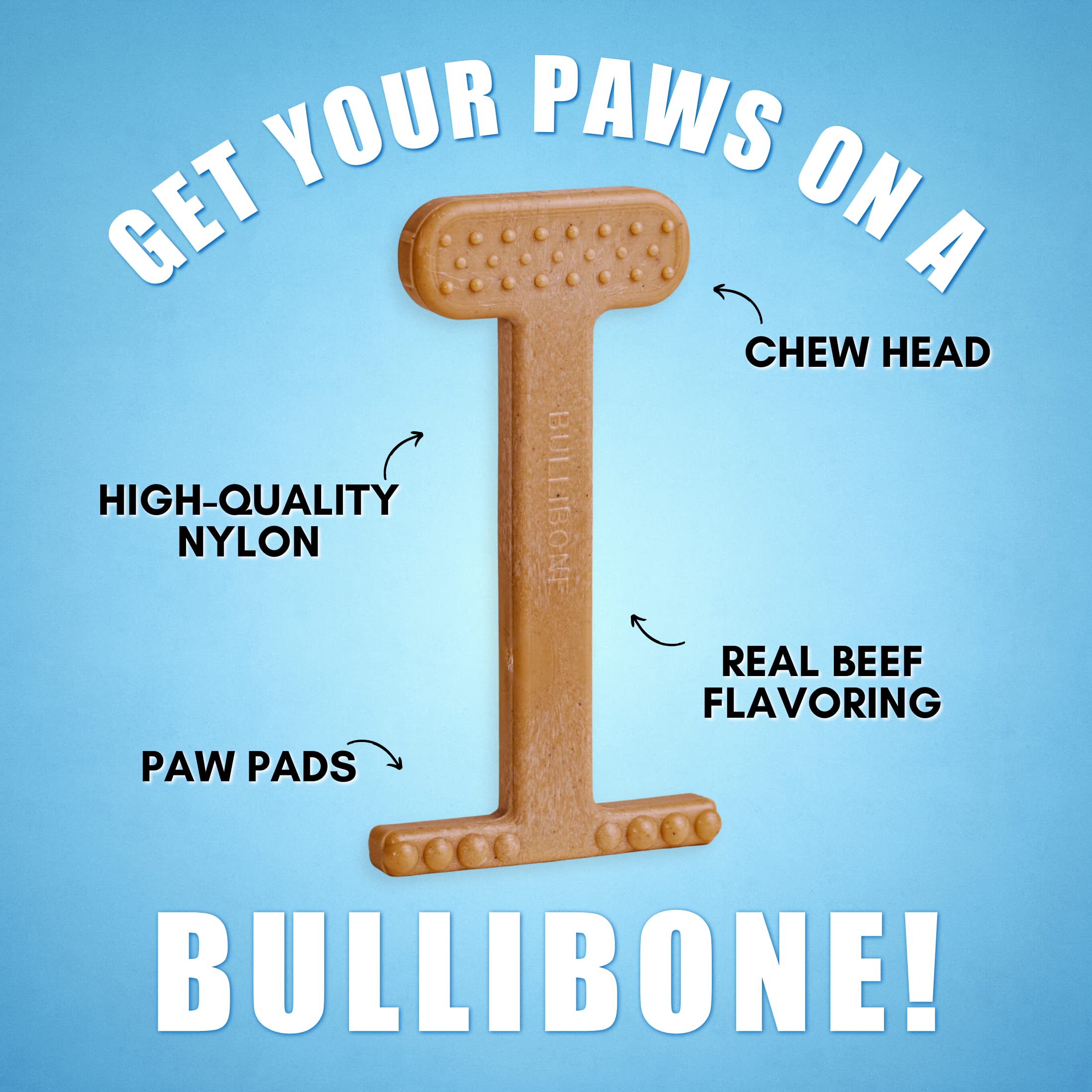 Bullibone Nylon Dog Chew Toy Nylon Bone - Improves Dental Hygiene, Easy To Grip Bottom, And Permeated With Flavor (Beef, Small -