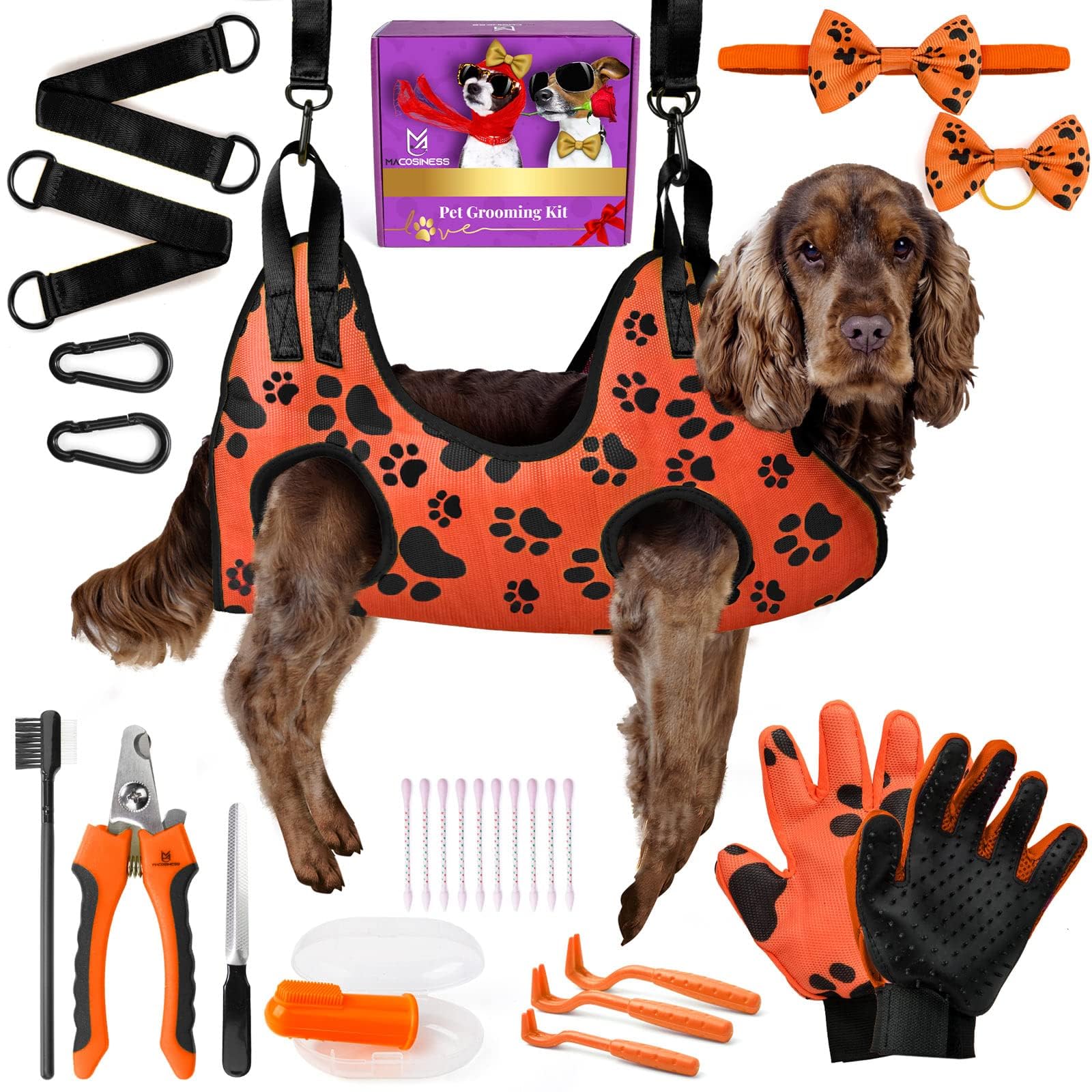 Pet Grooming Hammock For Nail Trimming - Complete Groomers Helper Set For Pet - Dog Grooming Hammock With Hook - Cat Nail Clippe