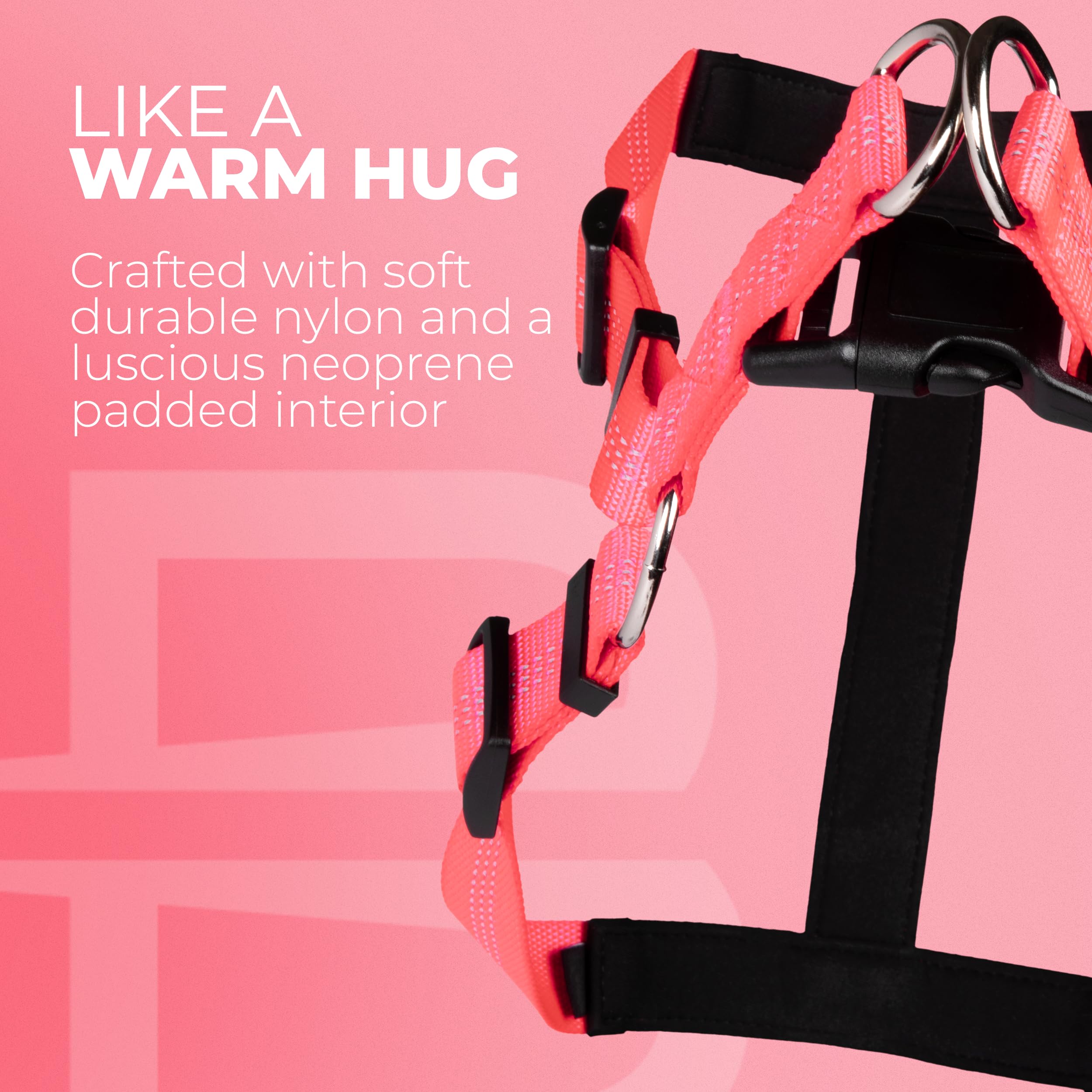 Blazin No Pull Dog Harness - Adjustable Step-In Reflective Nylon Vest Harness - Neoprene Padded For Extra Comfort (Medium, Pink)