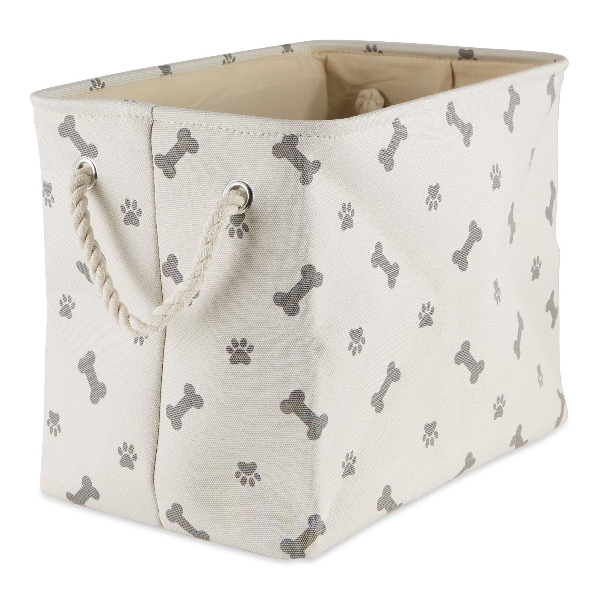 Bone Dry Pet Storage Collection Paw and Bone Print, Medium Rectangle, 16x10x12, Gray