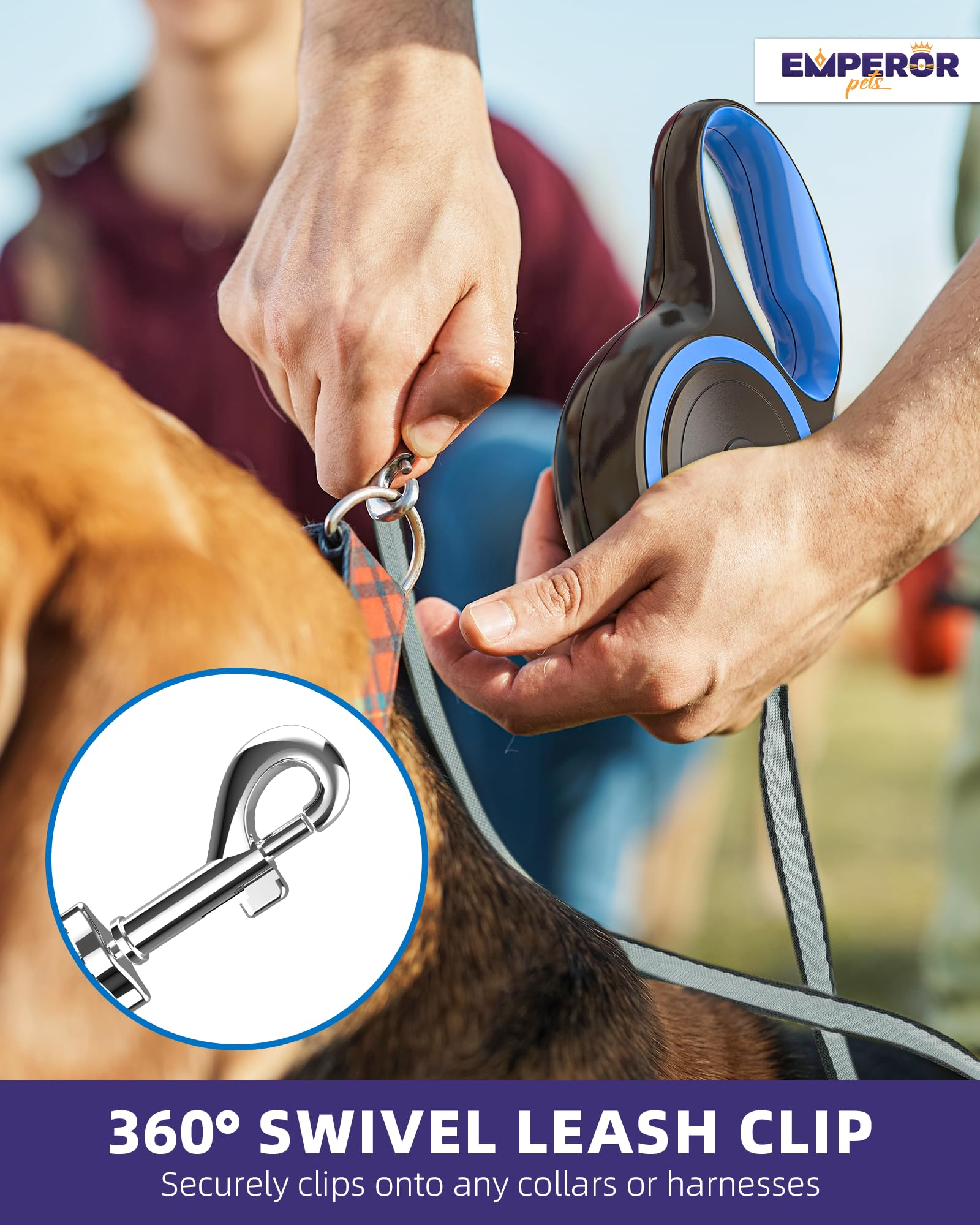 Emperor Pets 26 Ft Retractable Dog Leash - Up To 110Lb, Heavy Duty Dog Leash Retractable 26 Ft, For Large Breed Dogs, Dog Leashes For Medium Dogs -Gy26