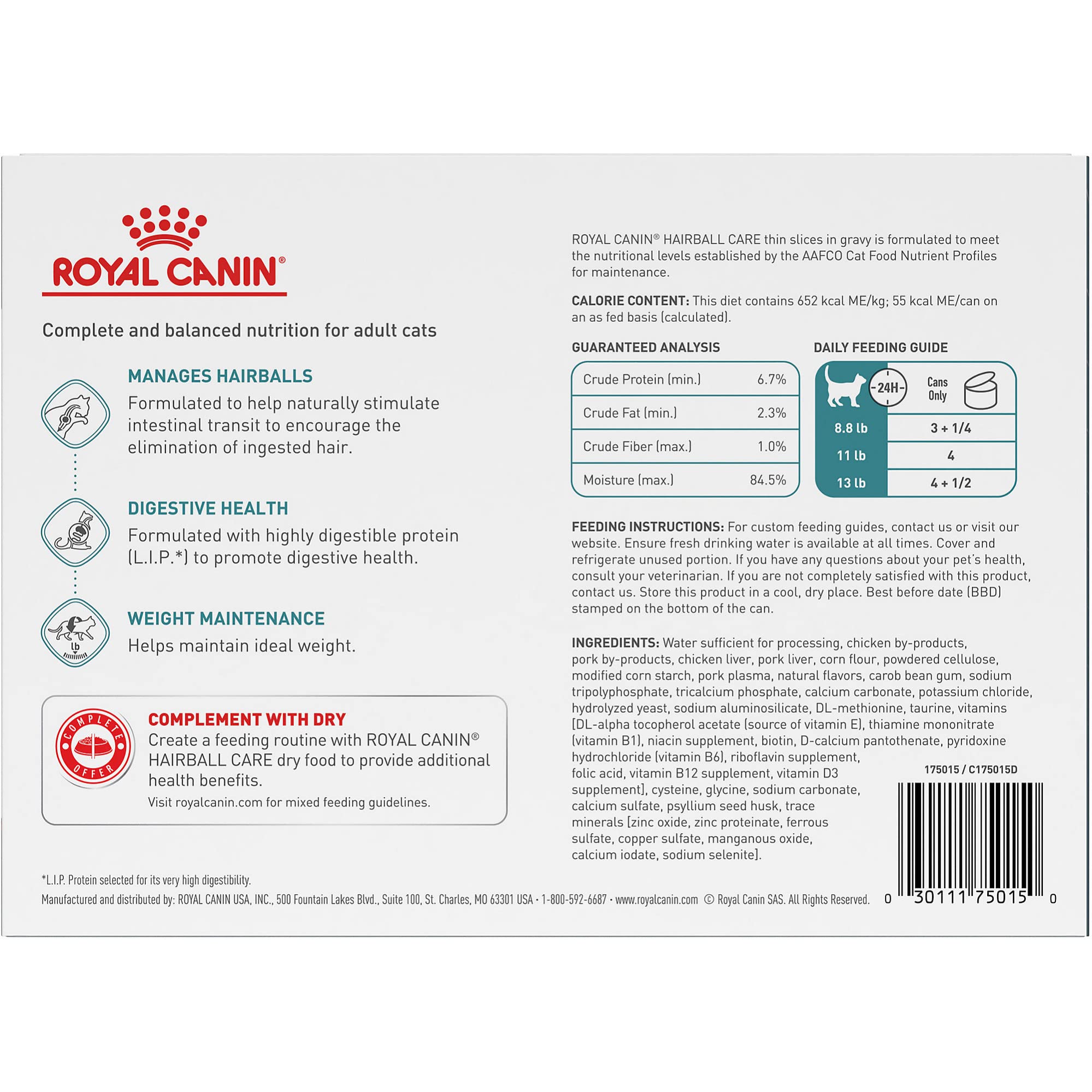 Royal Canin Hairball Care Thin Slices In Gravy Wet Cat Food, 3 oz can (12-count)