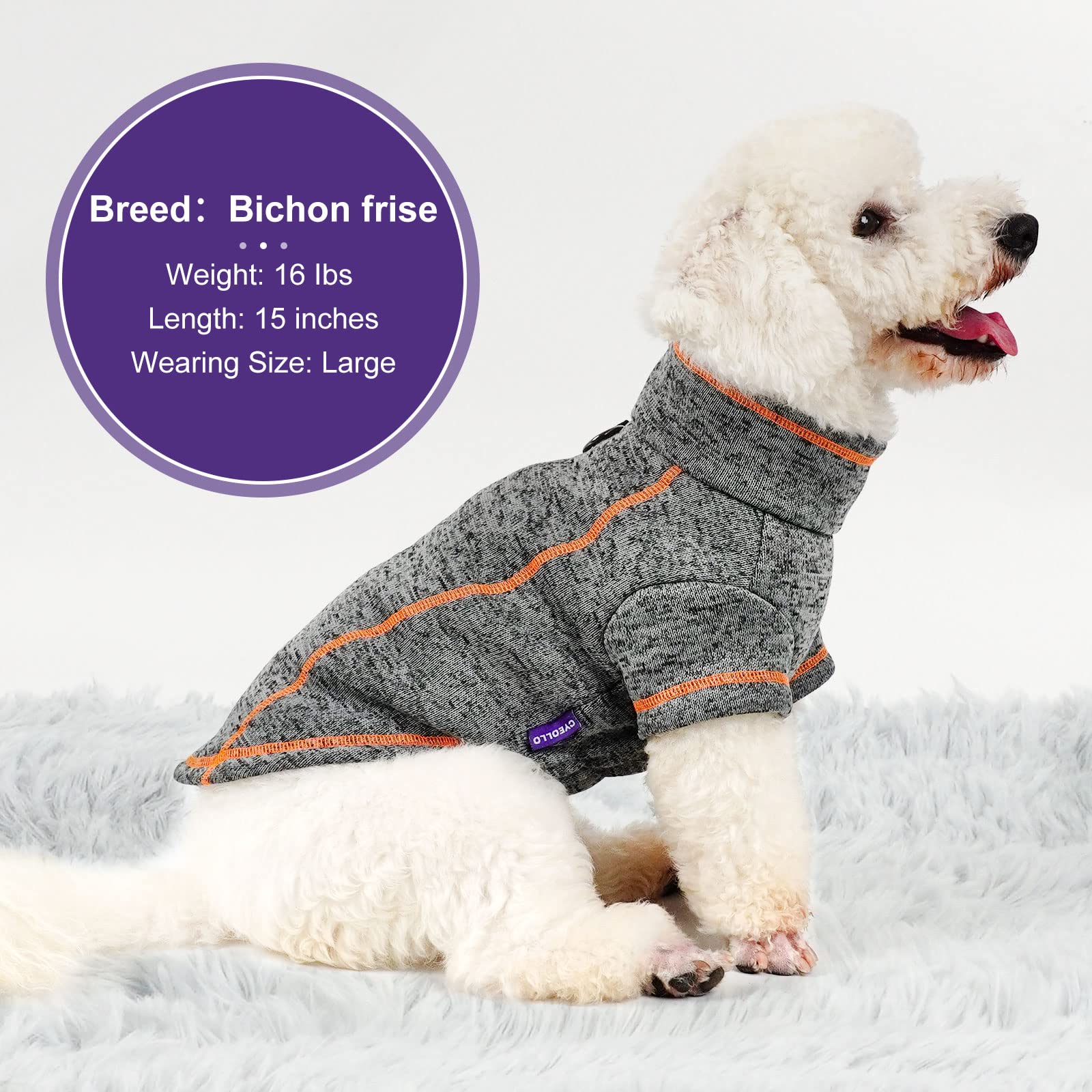 Cyeollo Dog Sweater Fleece Jackets For Dogs Knit Fleece Lining With Zipper Warm Step In Coats Reflective Dog Sweaters For Medium To Large Dogs