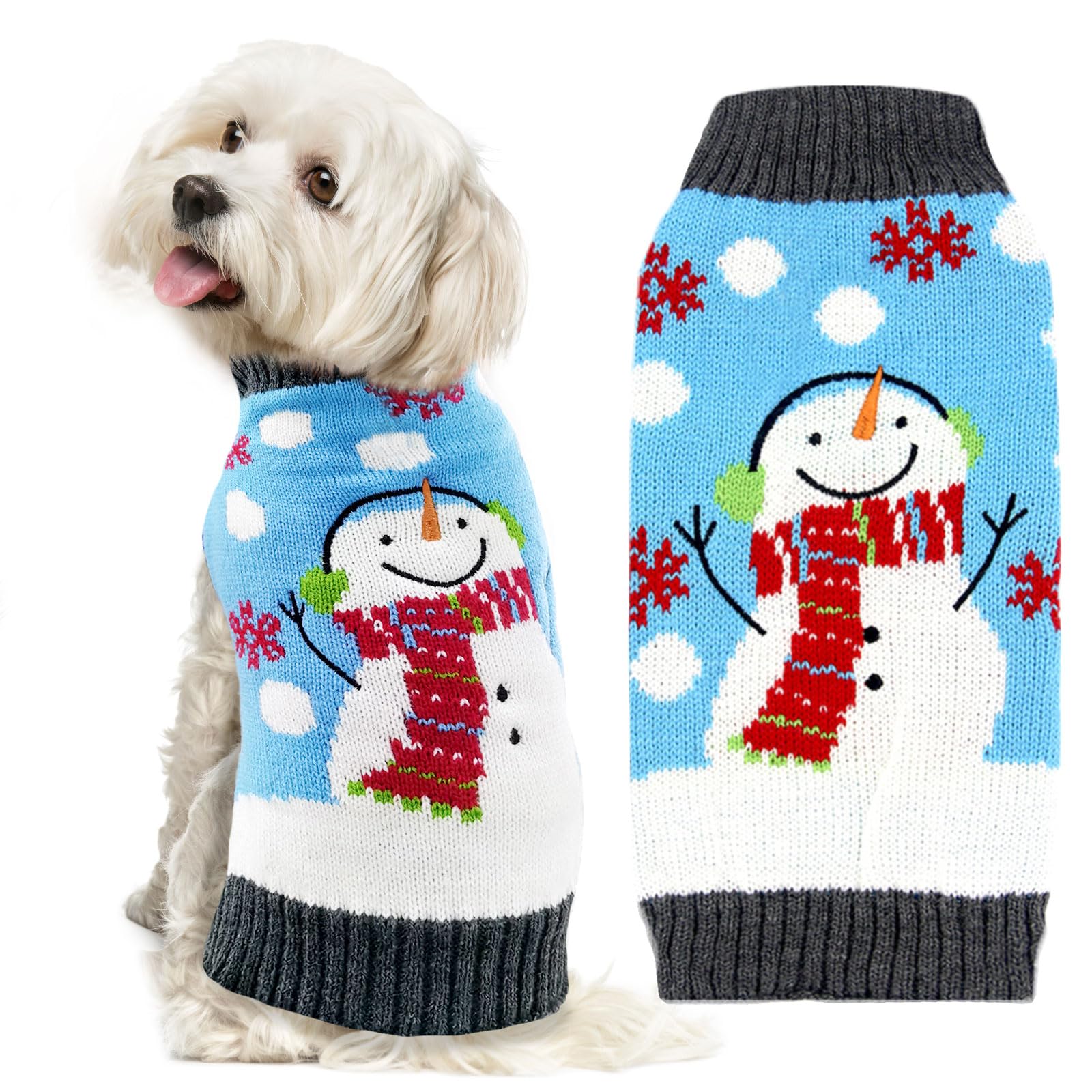 Doggyzstyle Pet Christmas Dog Sweaters Cute Animal Snowman Printed Puppy Xmas Costumes Winter Warm Turtleneck Jumpers Puppy Knit