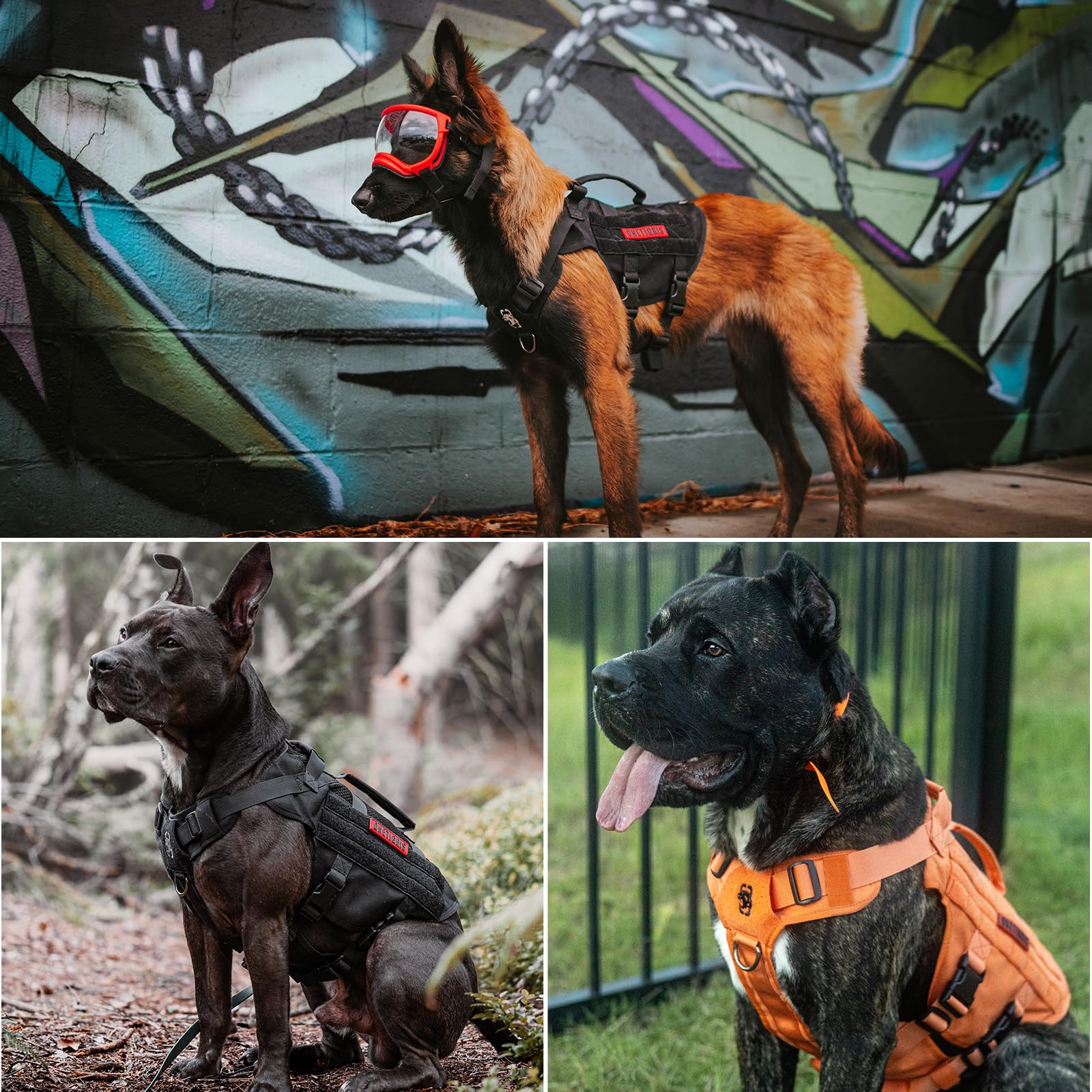 Onetigris No Pull Tactical Dog Harness For Medium Large Dog, Mesh Design Breathable Military Dog Molle Vests With Handles, Servi