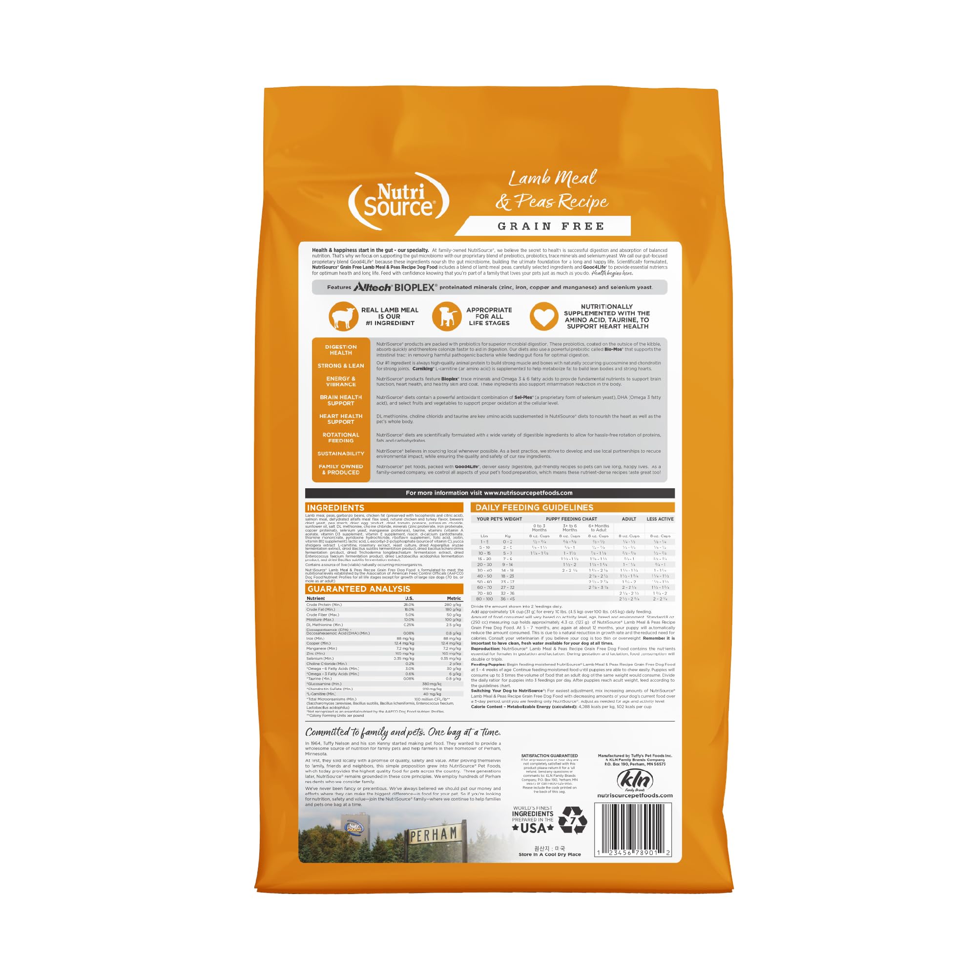 NutriSource Grain Free Dry Dog Food, Lamb Meal and Peas, 12LB