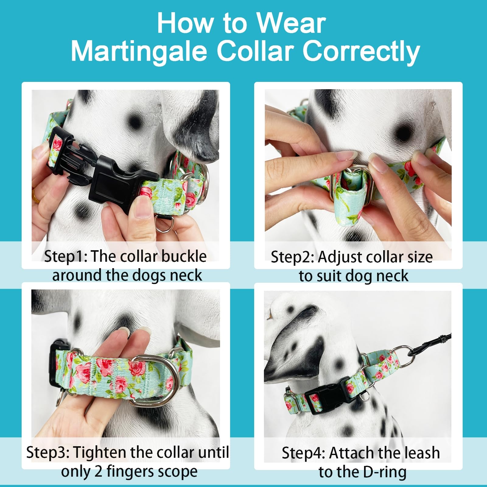 Fidohug Martingale Collar For Dogs With Buckle Pink Floral Dog Collar No Pull Cute Girl Female Dog Collars For Extra Large Dogs,