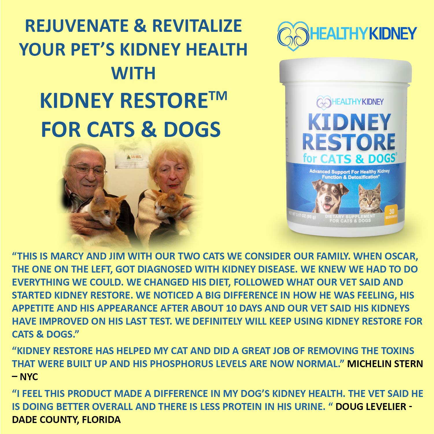 Kidney Support, Natural Renal Supplements to Support Pets, Feline, Canine Healthy Kidney Function and Urinary Track. Essential f