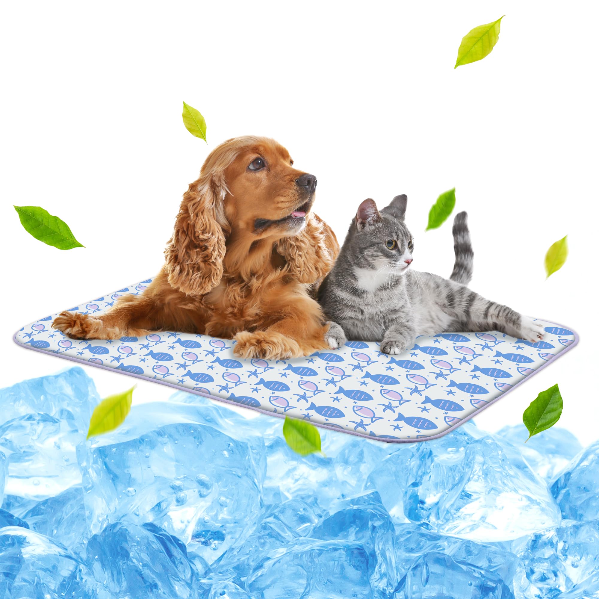 NWK Pet Cooling Mat Ice Silk Cooling Mat for Dogs & Cats Portable & Washable Pet Cooling Blanket, Car Seats, Beds for Summer (La