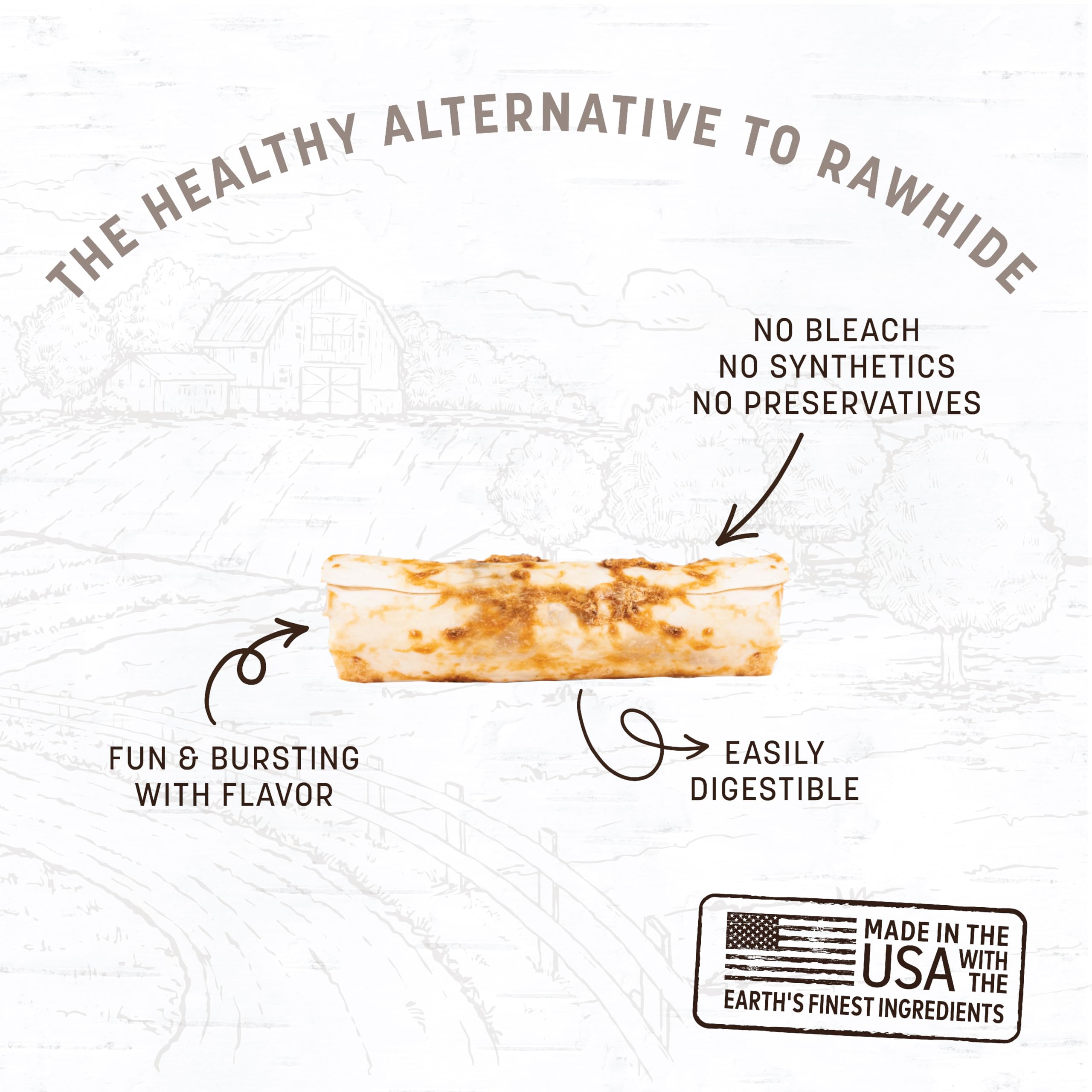 Earth Animal No Hide Small Long Lasting Dog Chew Rolls, Peanut Butter, 2 Count Pack of 1