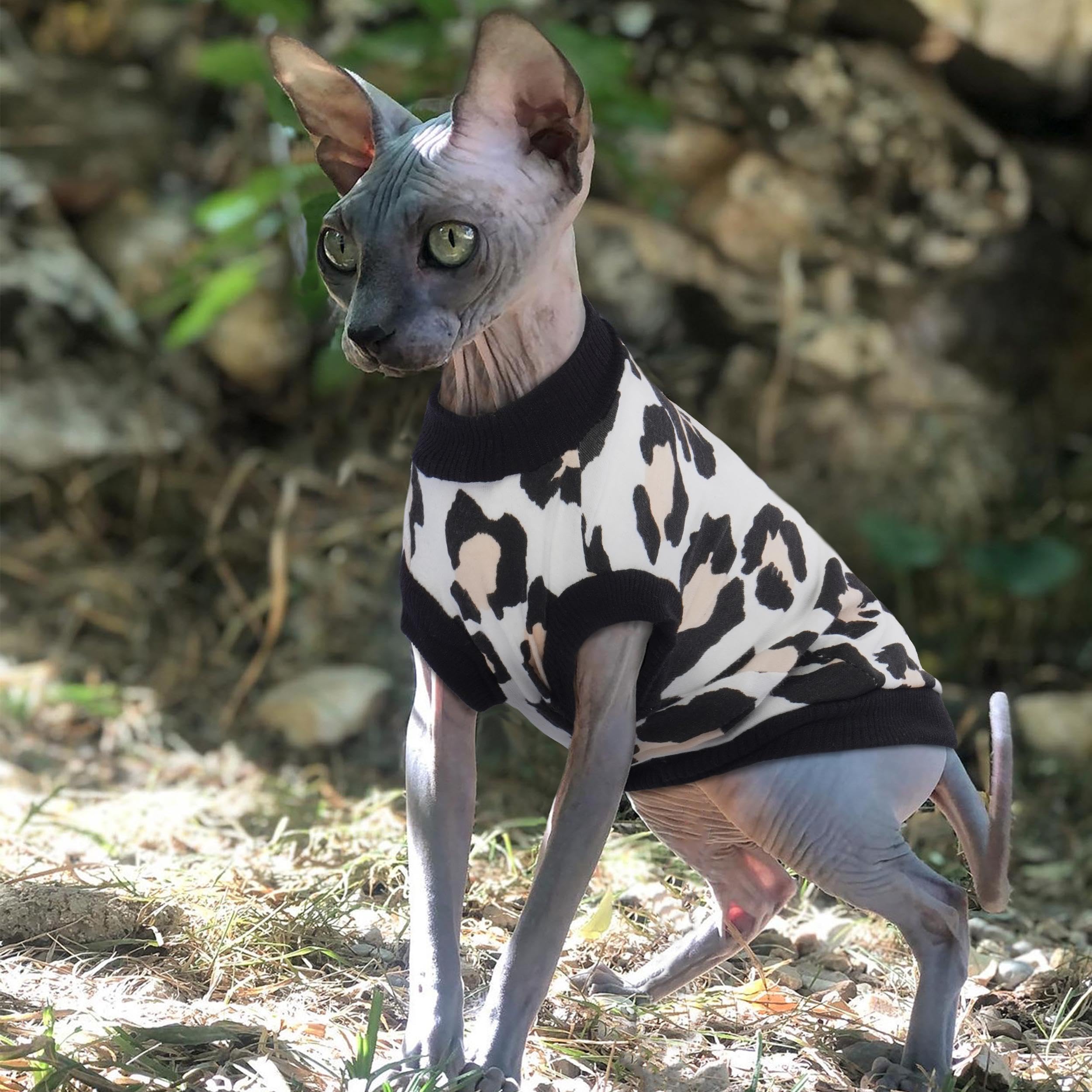 Pumyporeity Sphynx Cat Clothes - Stretchy Sweater, Soft Shirt, Pullover Pajamas, Turtleneck For Sphynx, Cornish Rex, Devon Rex -