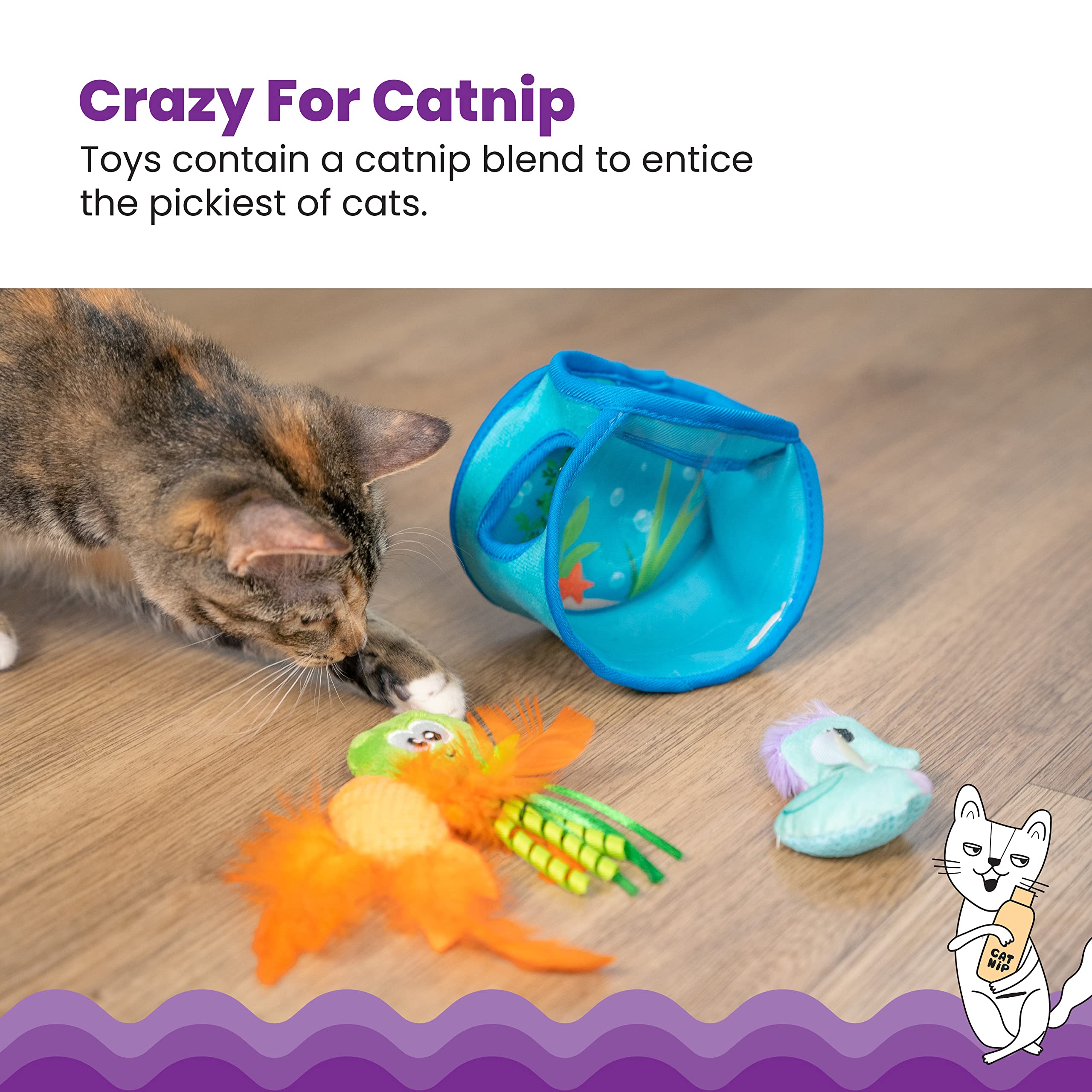 Catstages Interactive Cat Puzzle Toy - Hide & Seek Fish Bowl, 3 Pack, Polyester