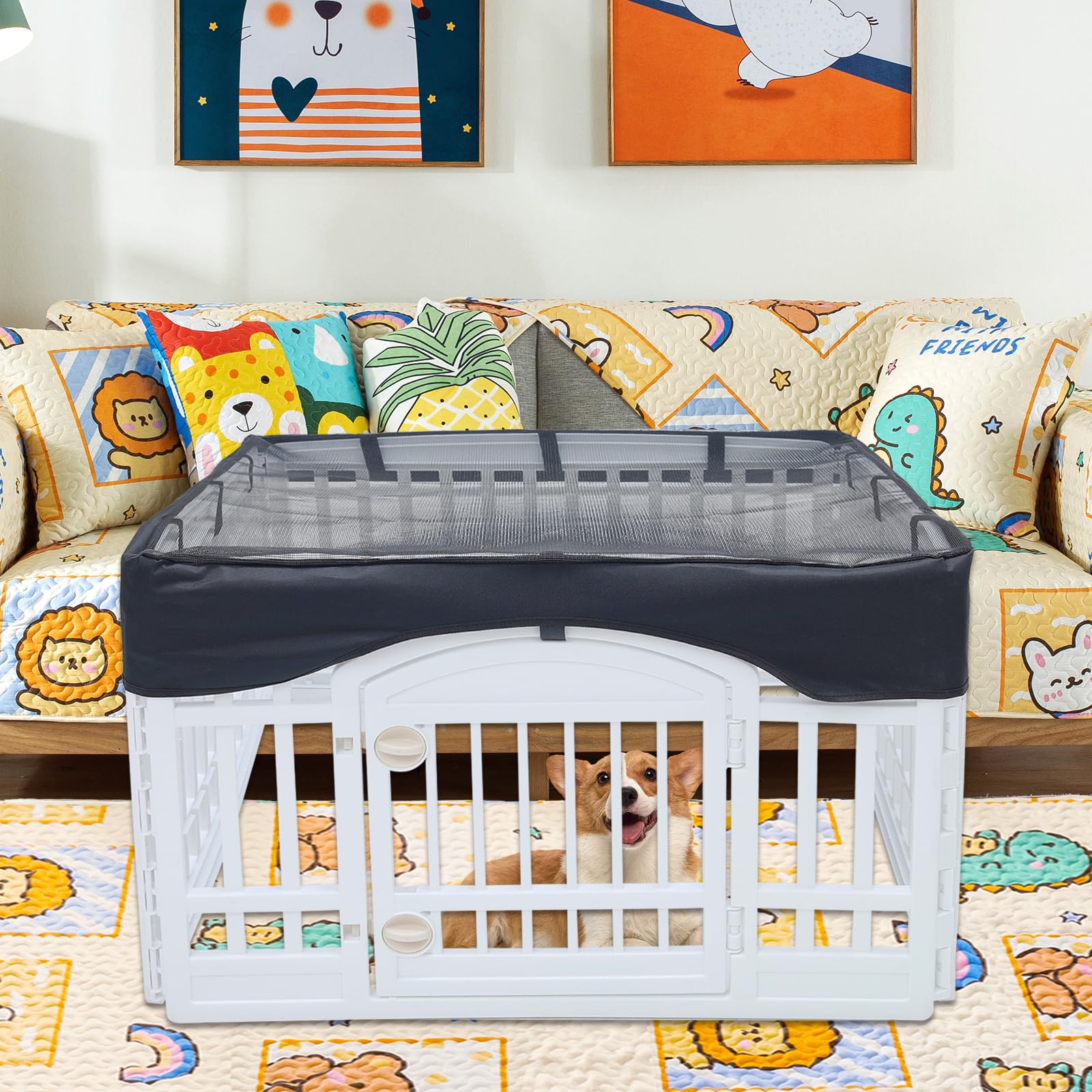 New Upgrade Dog Playpen Mat Crate Mat Puppy Pads,Leak-Proof Dog Crate Pad,Anti-Slip Bottom[Playpen Not Included !!!] Reusable Wh