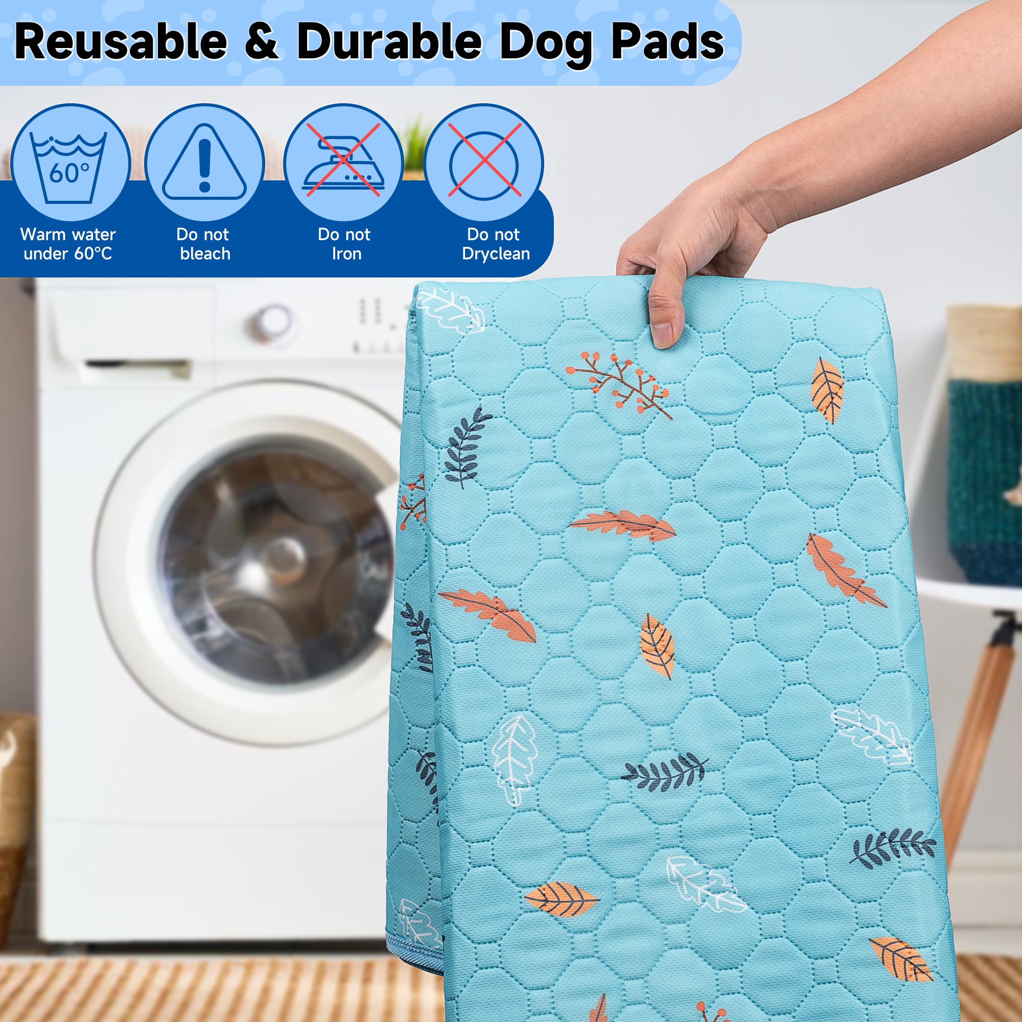 Sunheir Washable Pee Pads For Dogs 2-Pack Reusable Puppy Pads Pet Training Pads, Waterproof Dog Pee Pads For Crate, Whelping Pad