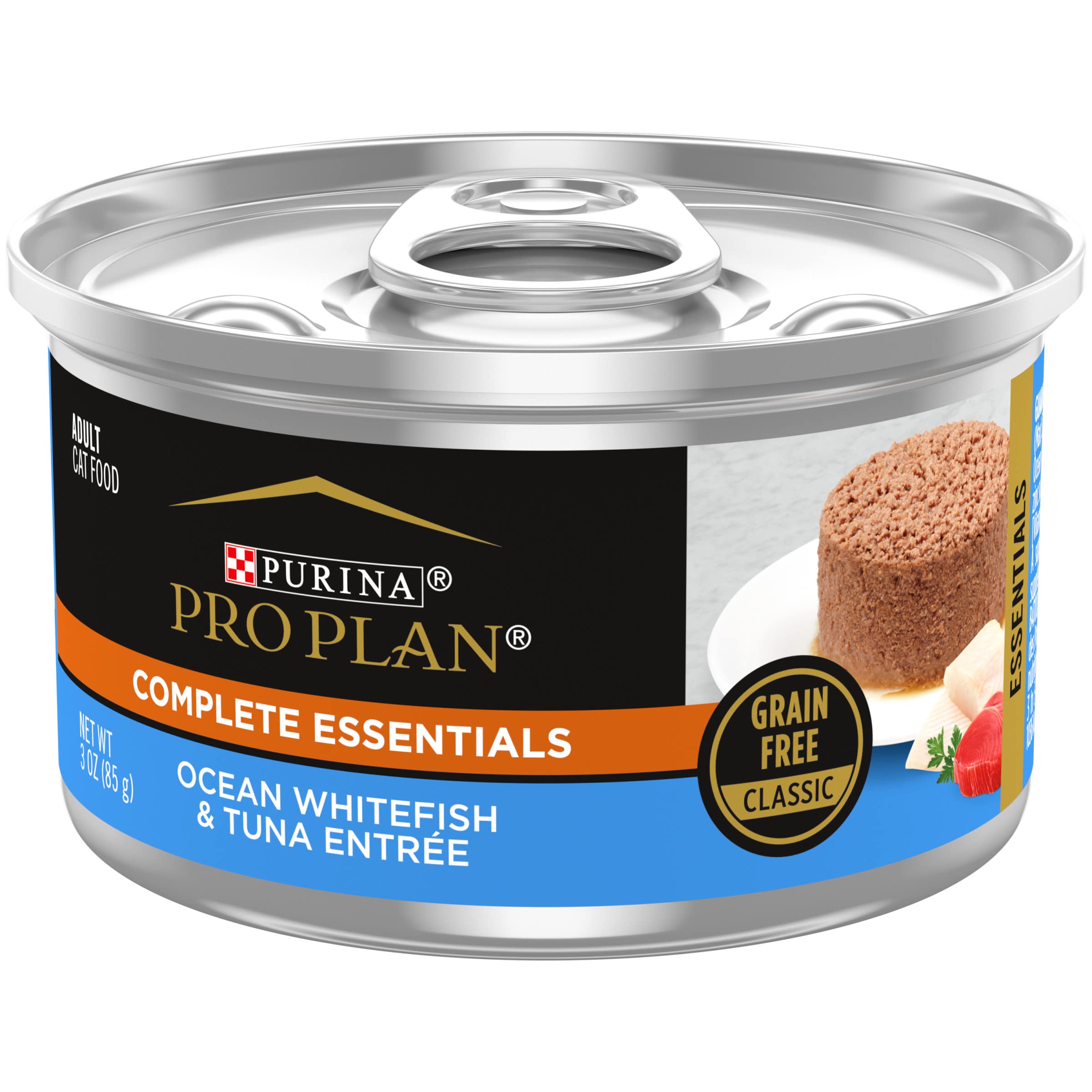 Purina Pro Plan Grain Free, High Protein Pate Wet Cat Food, Complete Essentials Ocean Whitefish & Tuna Entree - (Pack of 24) 3 o