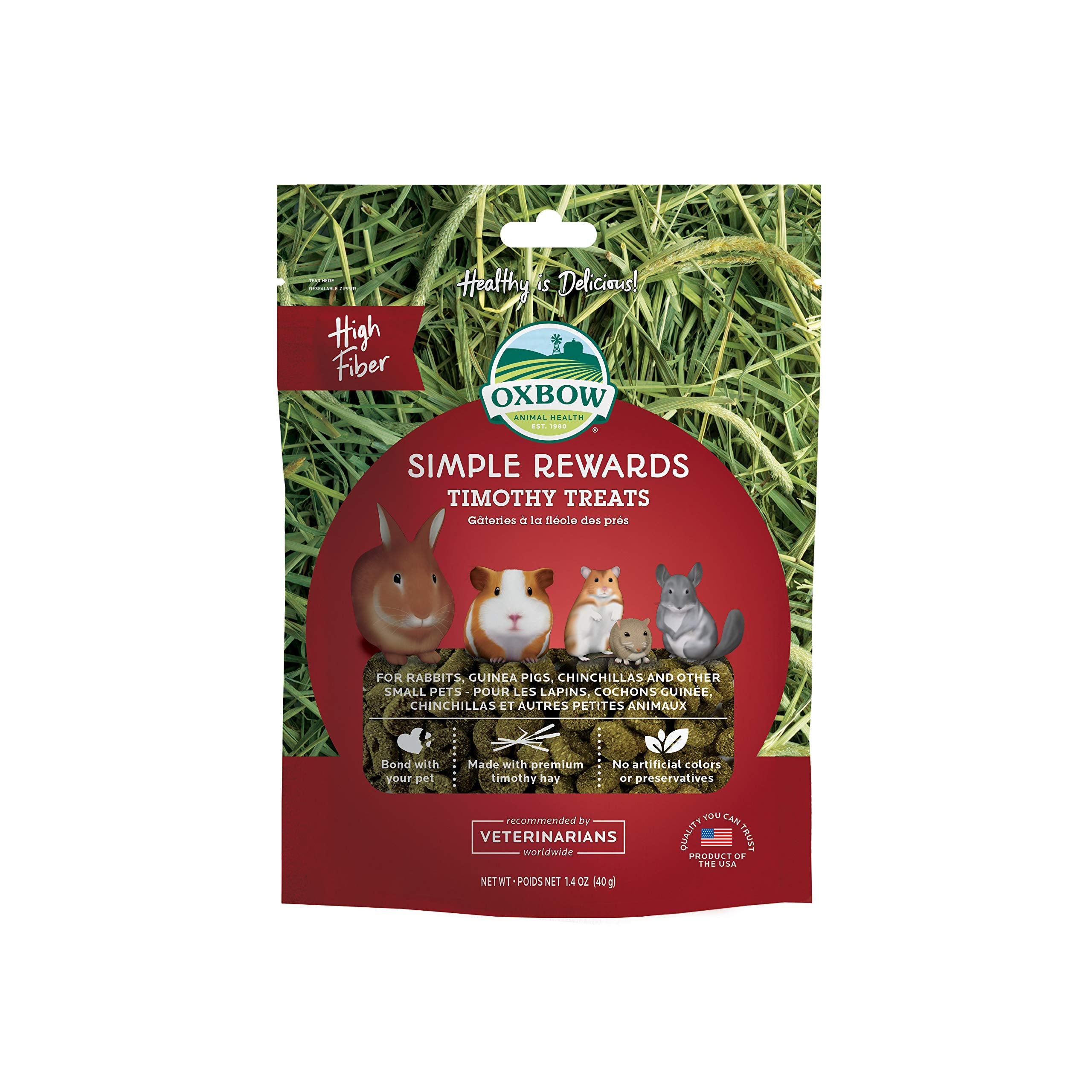 Oxbow Simple Rewards Timothy Hay Treats for Rabbits, Guinea Pigs, Chinchillas, and Small Pets