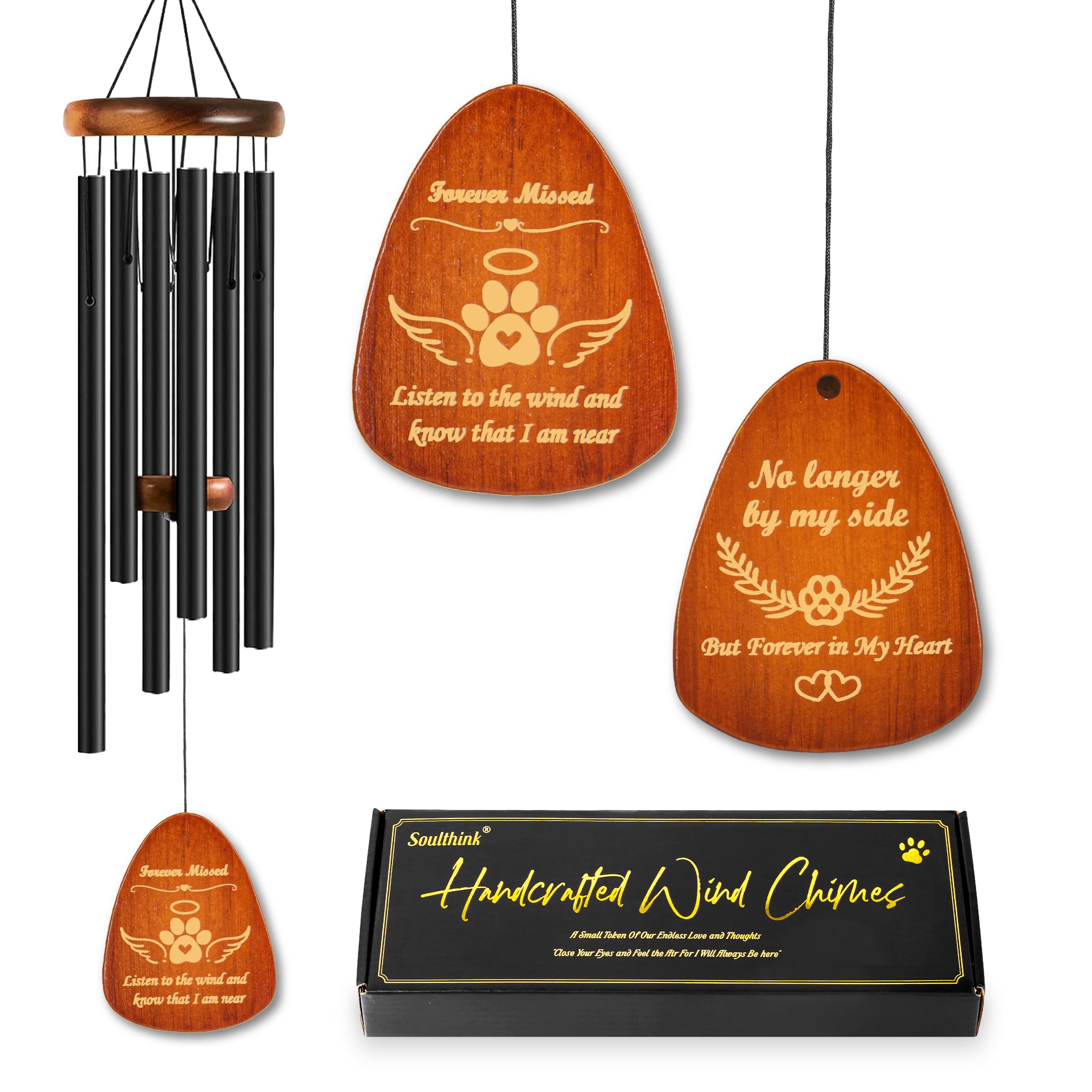 SoulThink Dog Memorial Gifts for Loss of Dog - Loving Pet Memorial Wind Chimes, Dog Bereavement Gifts with Memorial Poem Gift Ca