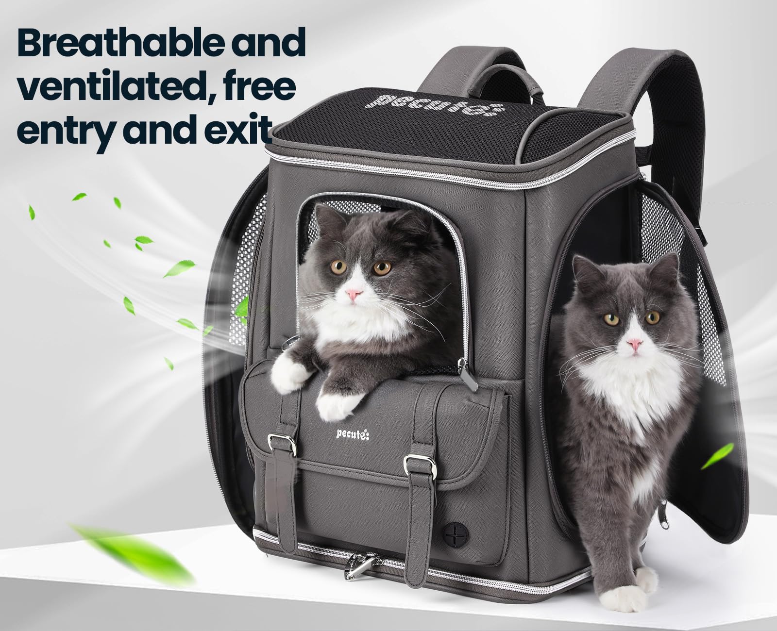 Pecute Cat Backpack Carrier,Anti-Gravity 30% Energy Saving, Dog Backpack With Waterproof Pu Leather, Cat Carrier For Small Dog,S