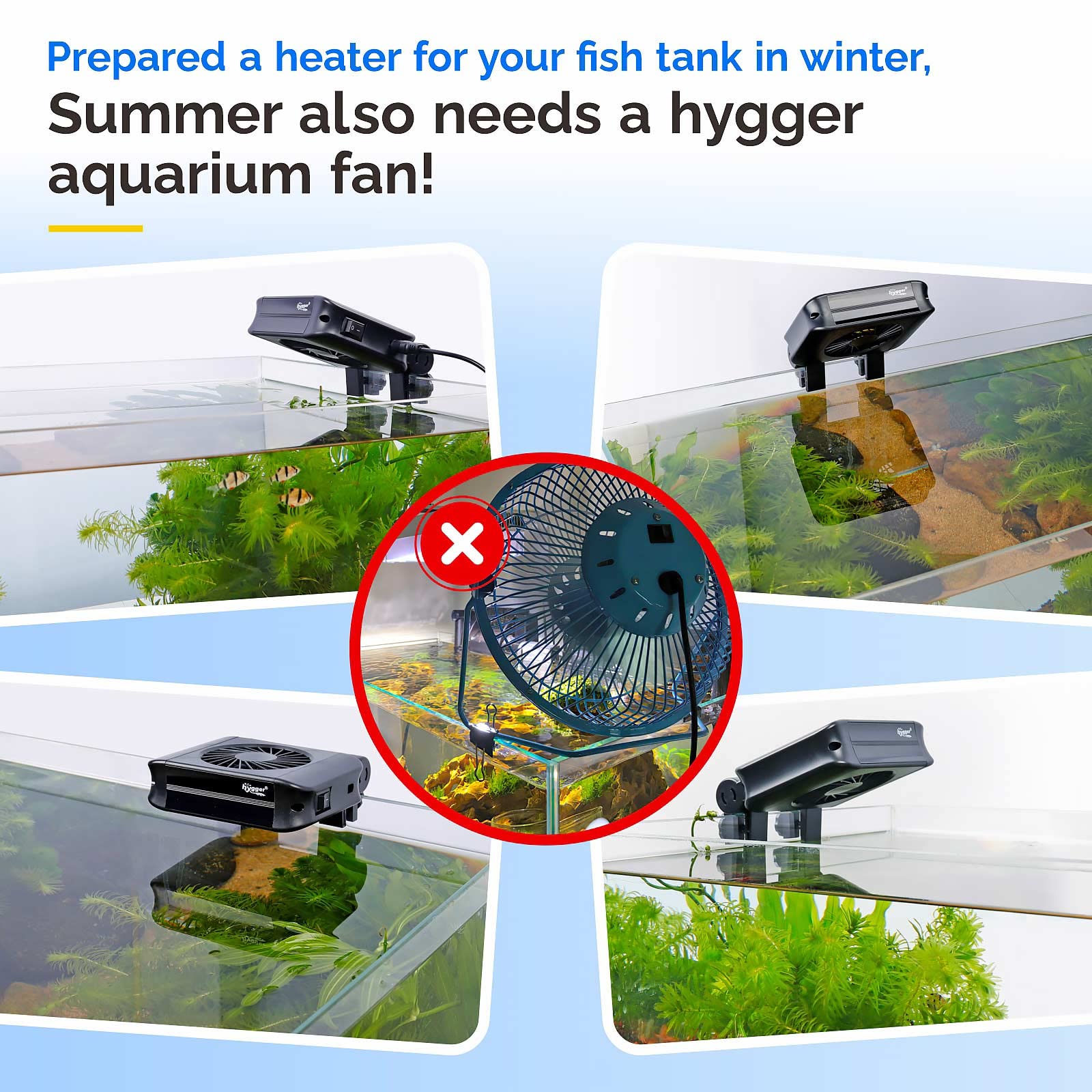 Hygger Aquarium Chillers Fan, Quiet Fish Tank Cooling Fan Equipment With Adjustable Timer Speed Controller, Suitable For Freshwa