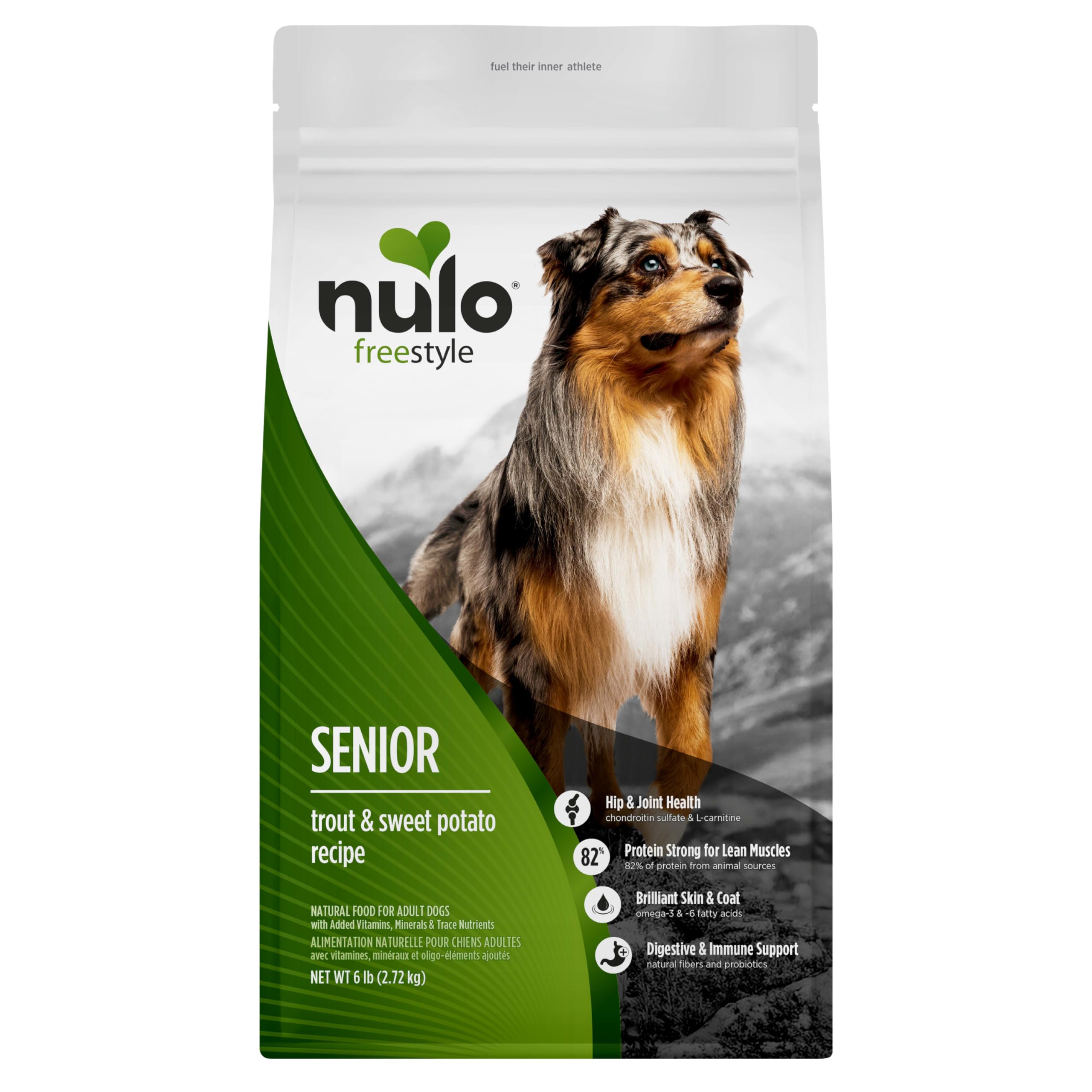 Nulo Freestyle All Breed Senior Dry Dog Food, Premium Grain-Free Dog Kibble with Healthy Digestive Aid BC30 Probiotic and Chonoi
